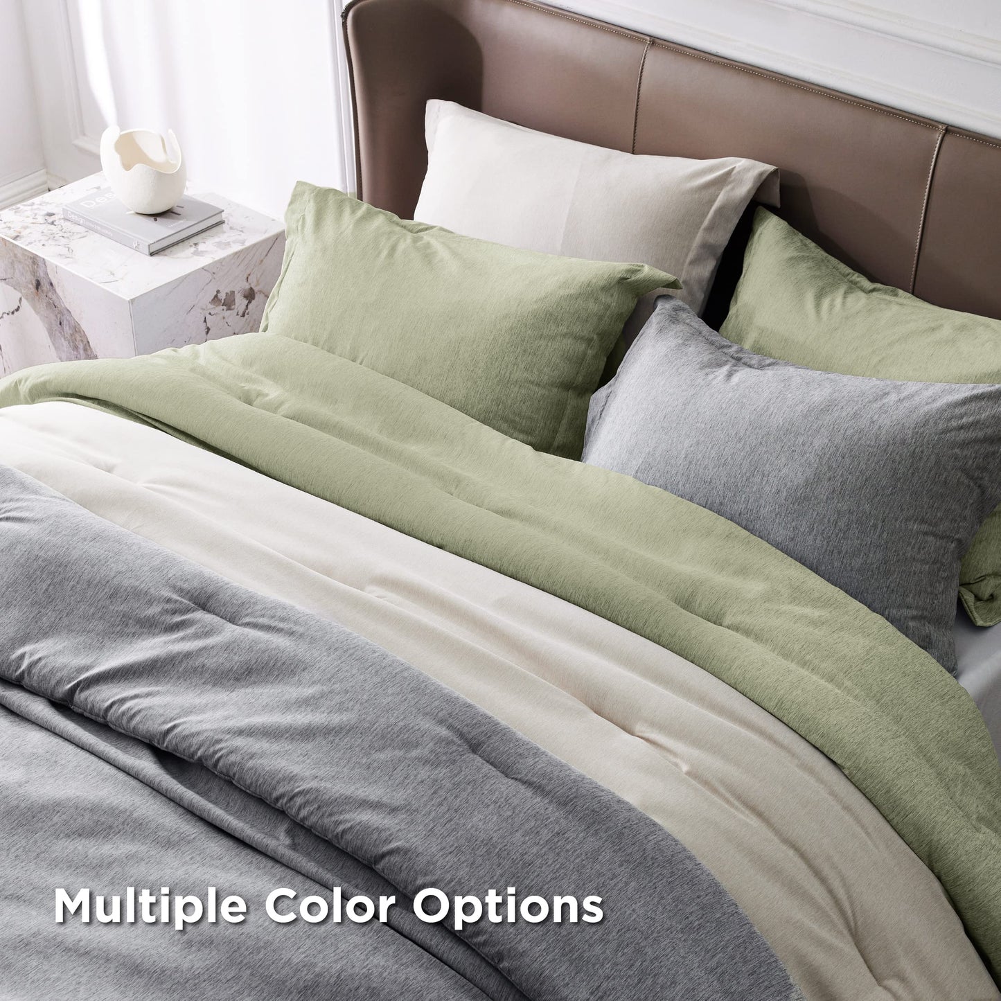 Bedsure Queen Comforter Set - Olive Green Soft Bedding for All Seasons, Cationic Dyed Bed Set, 3 Pieces, 1 Queen Size Comforter (90"x90") and 2 Pillow Shams (20"x26"+2")