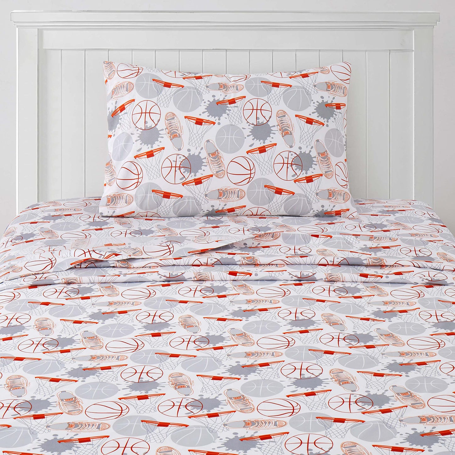 1500 Supreme Kids Bed Sheet Collection - Fun Colorful and Comfortable Boys and Girls Toddler Sheet Sets - Deep Pocket Wrinkle Free Soft and Cozy Bedding - Twin, Basketball
