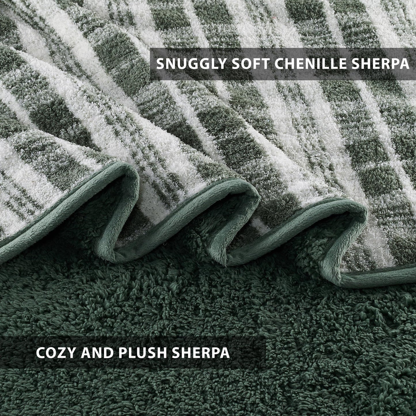 CBCHome Reversible Soft Sherpa Throw Blanket - Cute and Cozy Thick Throw for Couch, Warm Gifts for Women (Tan and Black Plaid, 50" x60")