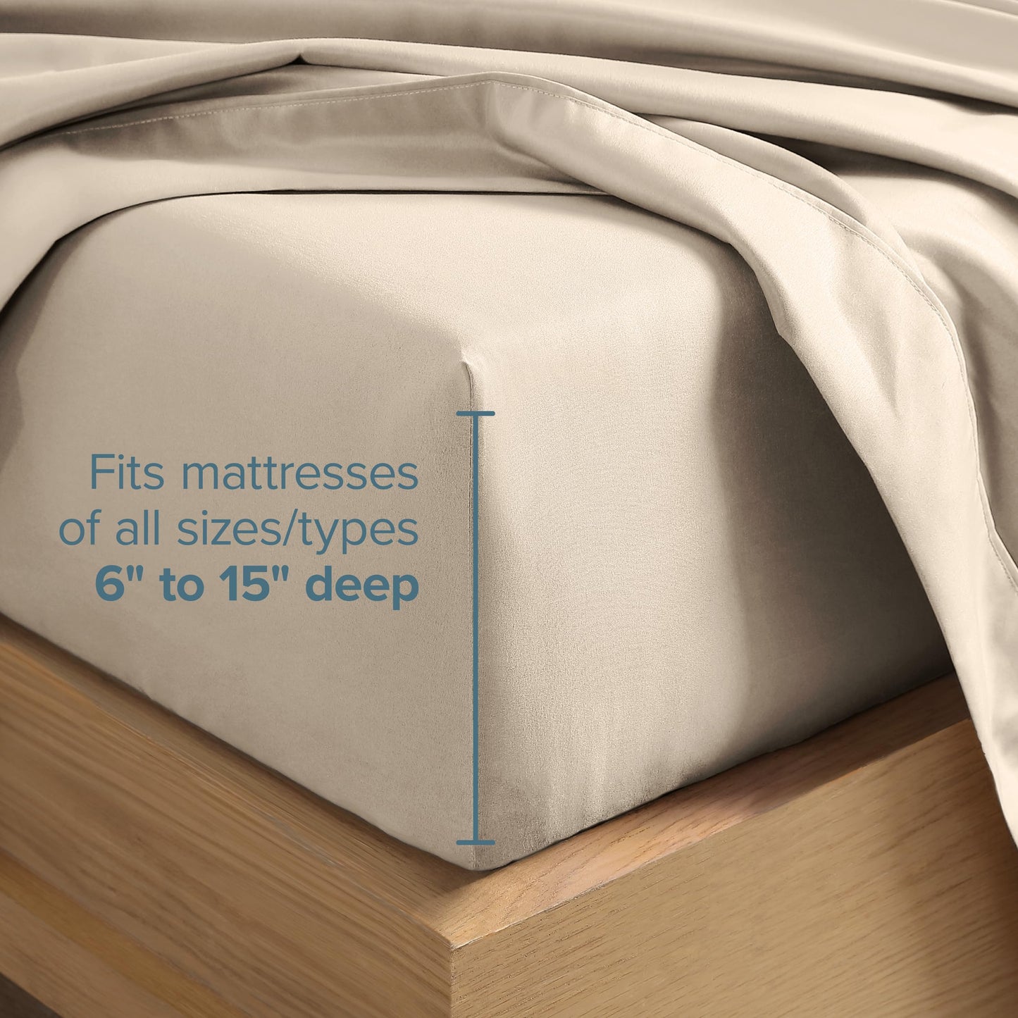 Bare Home Hotel Luxury Full Sheet Set, Extra Soft - 6 Piece Set - Deep Pockets - Easy Fit - Cooling & Breathable - Wrinkle, Fade, Stain Resistant - Includes 4 Pillowcases (Full, Sand)