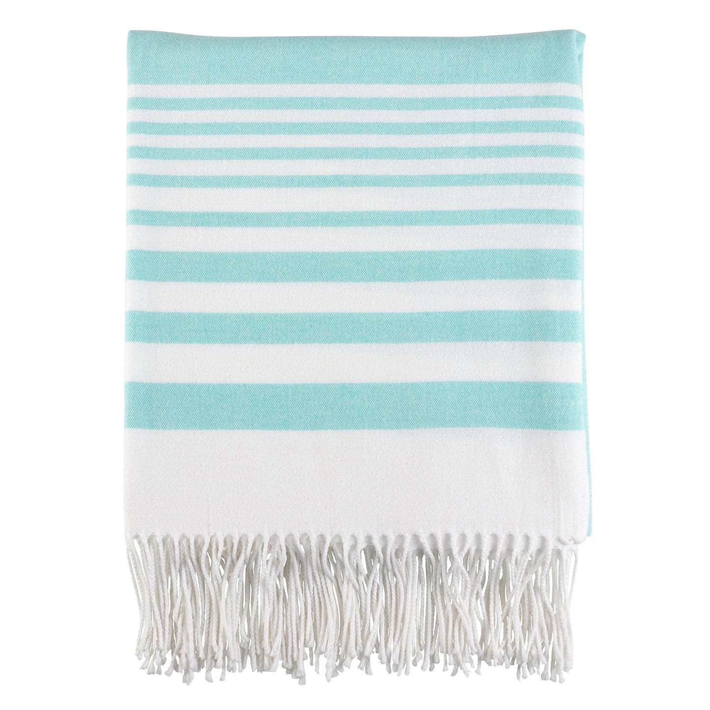 SARO LIFESTYLE Stripe Pattern Fringe Hem Lightweight Throw Blanket