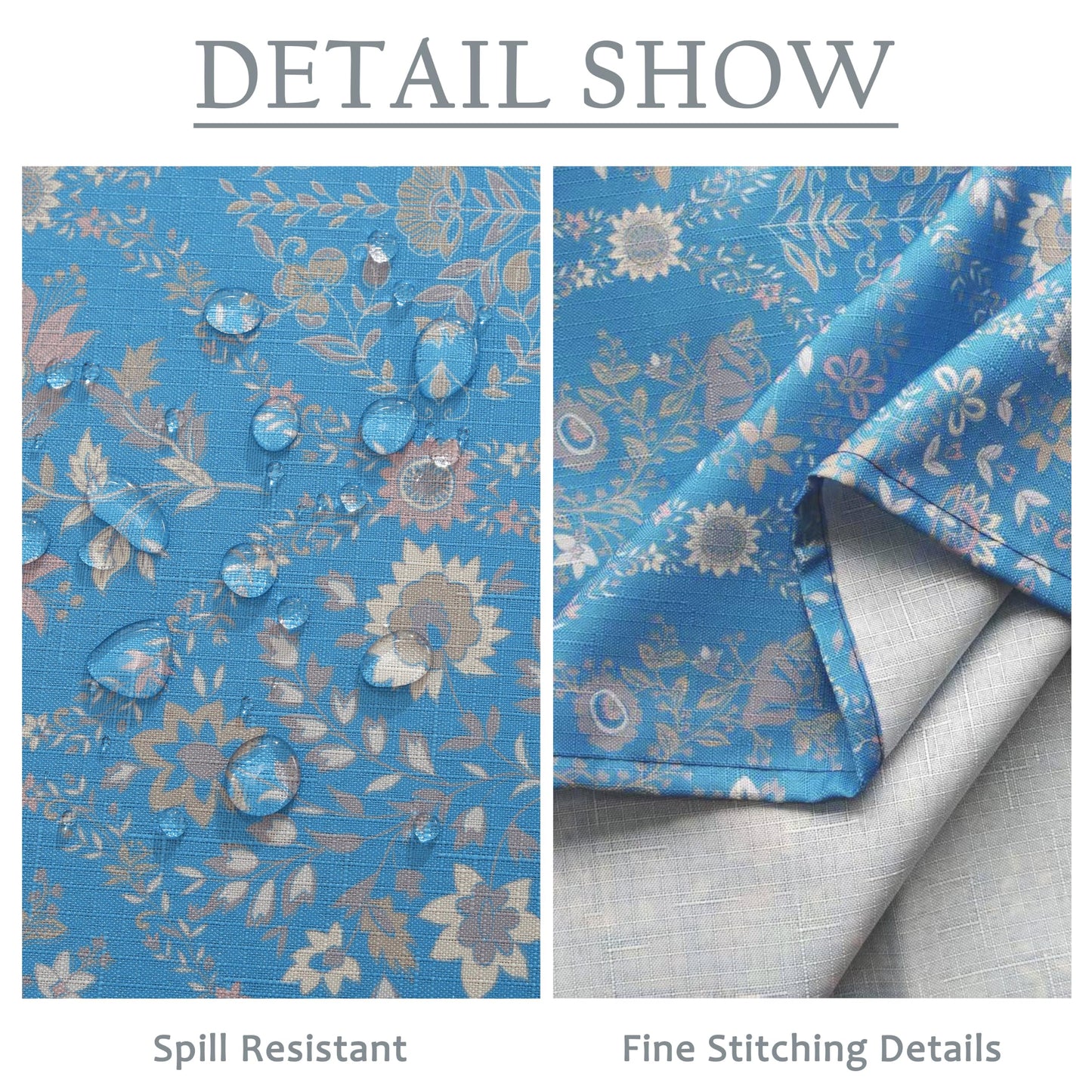 Honellaty Blue French Vintage Floral Rectangle Tablecloth, 60 x 84 Inch