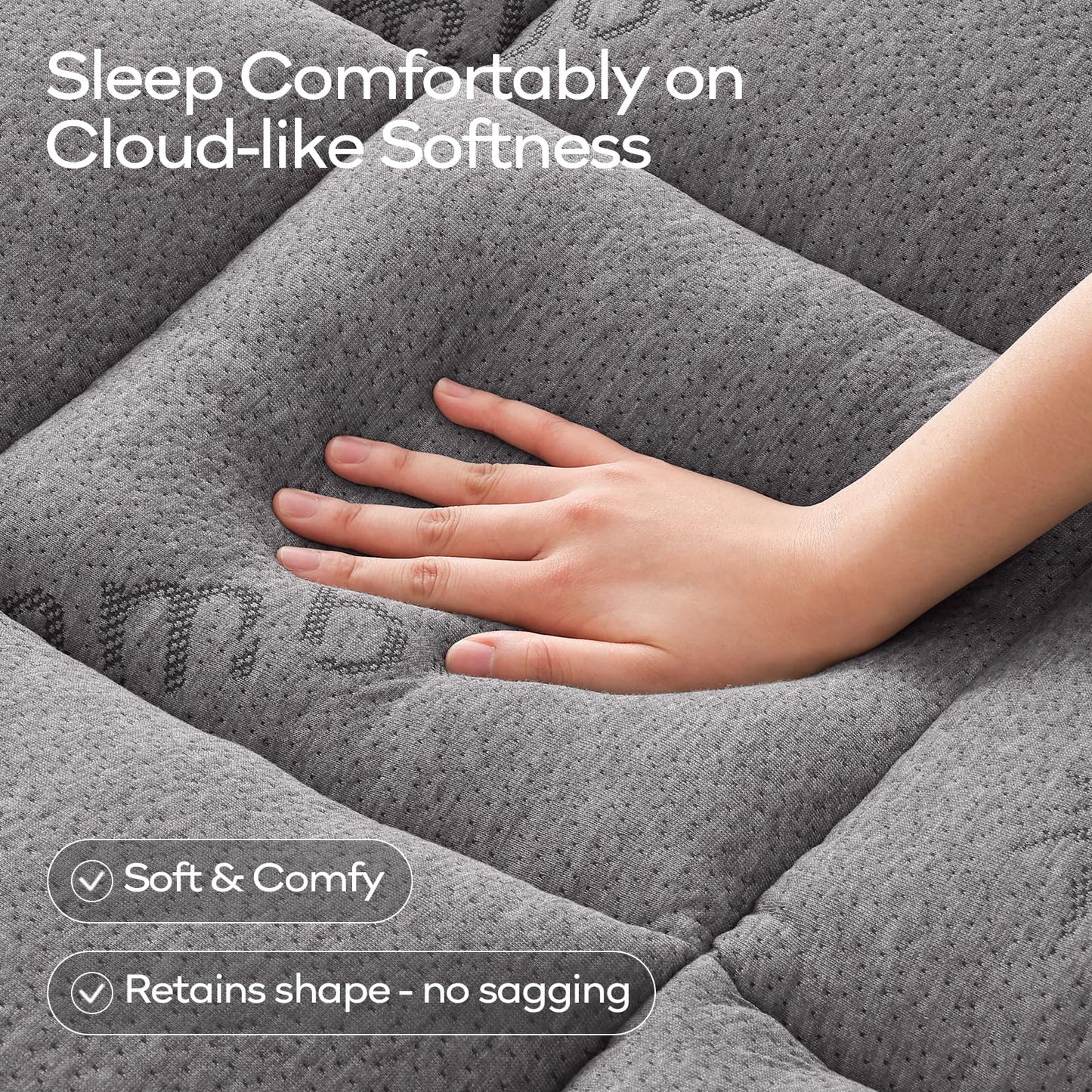 OLANLY Queen Mattress Topper, Bamboo Viscose Cooling Pillow Top Mattress Pad, Soft Plush Down Alternative for Firm Mattress, Back & Hip Pressure Relief, Machine Washable, Deep Pocket, Light Gray