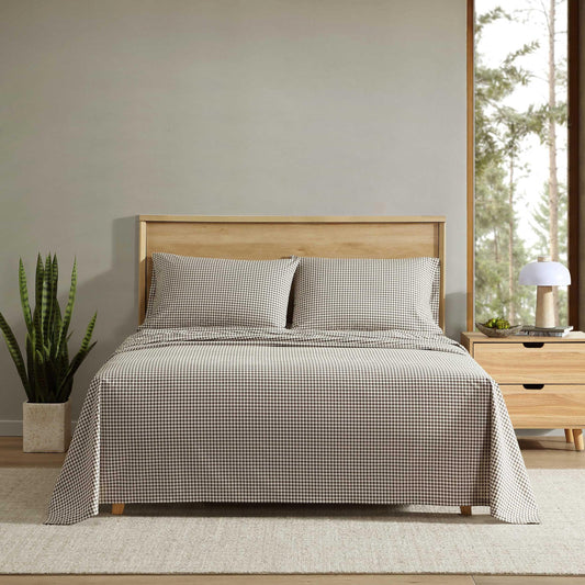 Eddie Bauer - Twin Sheet Set, Crisp & Cooling Sheets w/a Naturally Smooth Cotton Percale Lightweight Feel - Matching Pillowcase & Deep Pocket Fitted Sheet (Harrison Brown)