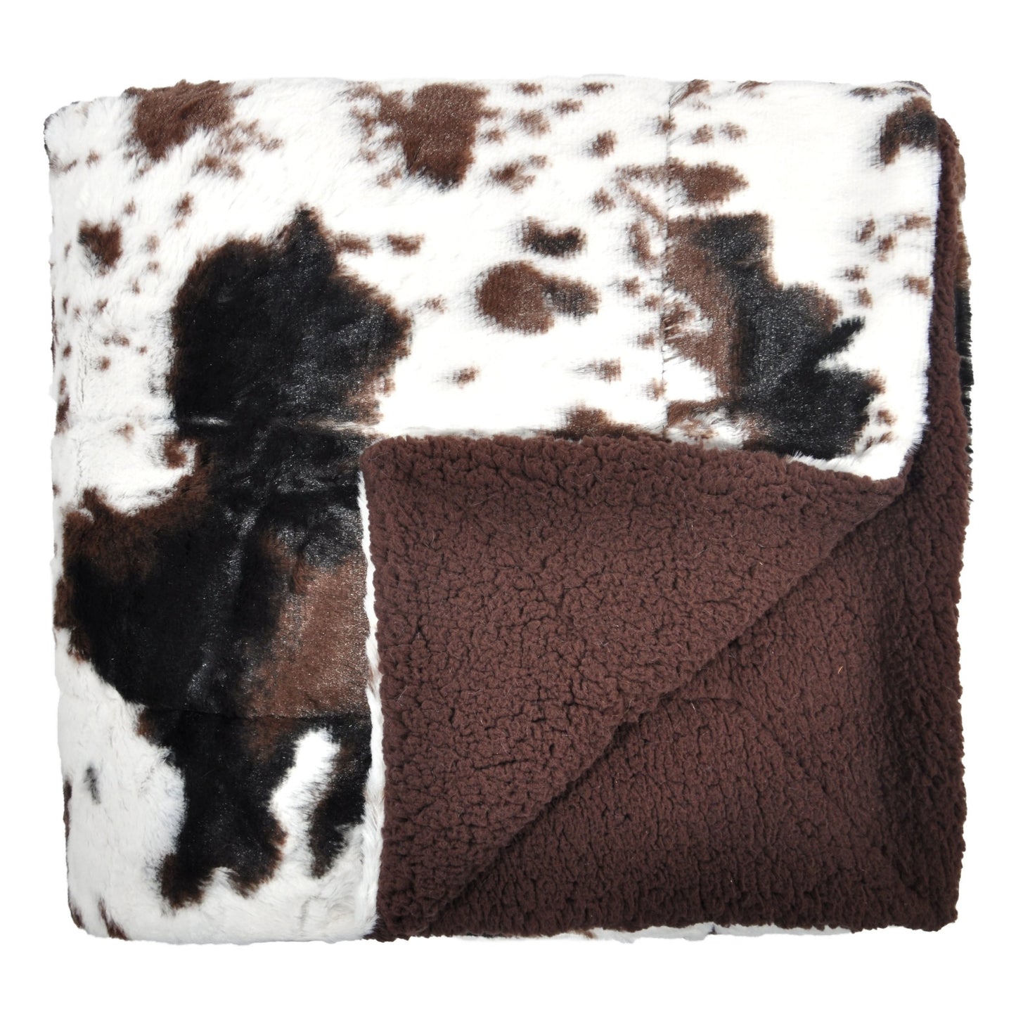 Tadpoles Double Layer Throw Blanket - Reversible Plush & Sherpa Cowhide Quilt - Lightweight Camping & Picnic Blanket - Soft Cozy Bed & Sofa Throw - 50 x 60 in, Cowhide