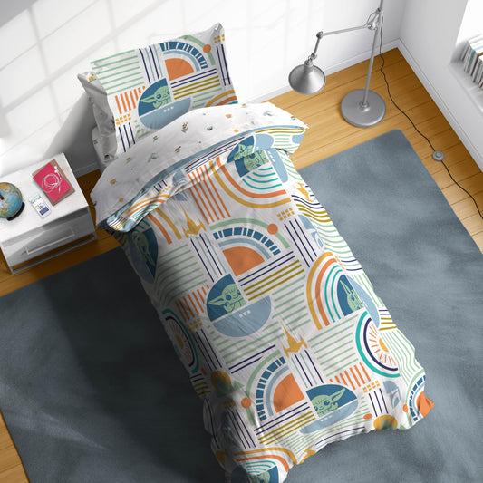 Sunny Side Up Kids Comforter Set Includes Sheets and Pillow Covers - Soft and Cozy Bed Set for Stylish Room Decor, Multicolor - Star Wars Mandalorian, 5 Piece Twin Size Bedding