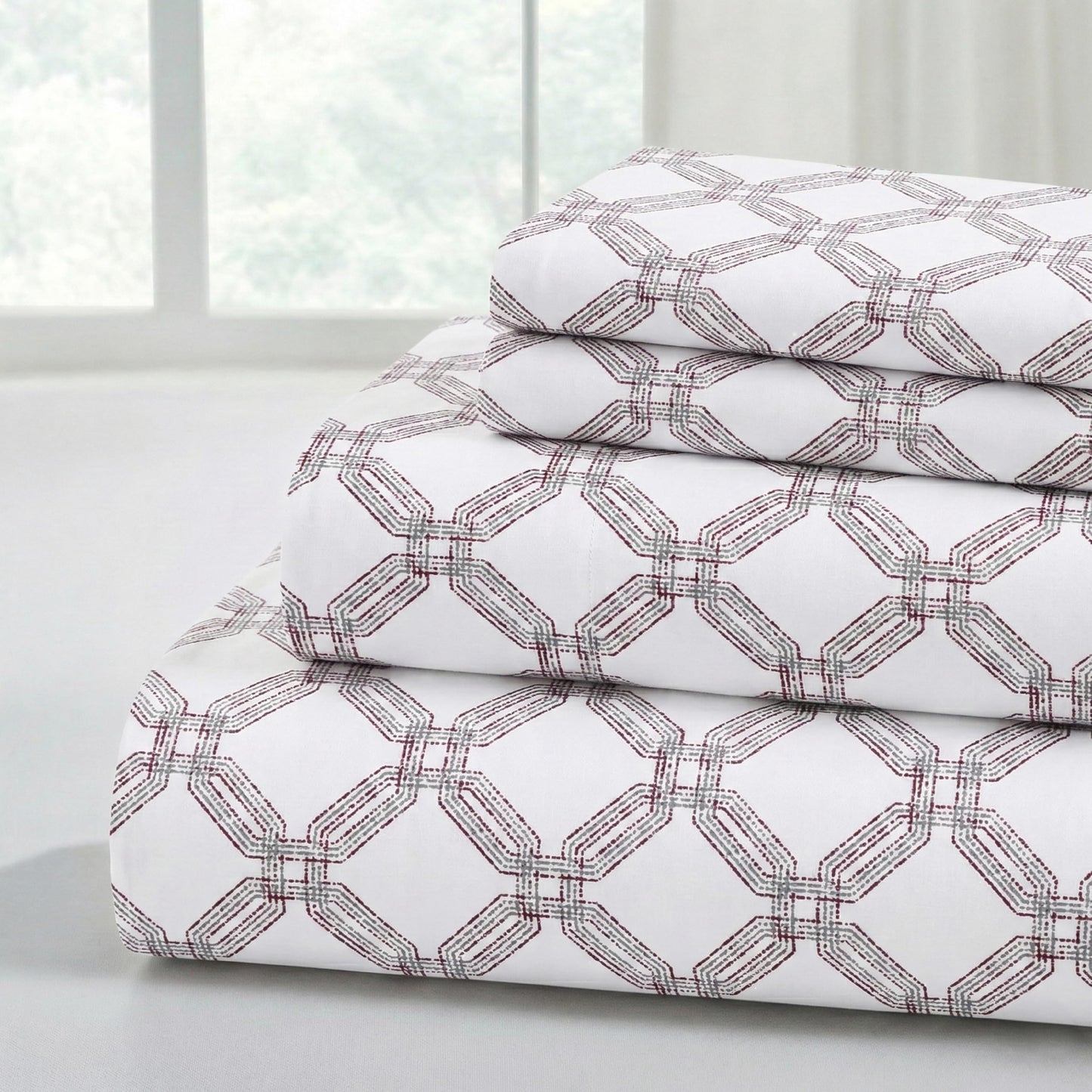 Modern Threads Printed 4-Piece Extra Soft Bedding Sheets & Pillowcase Set, Deep Pocket up to 16 inch Mattress Cara Full