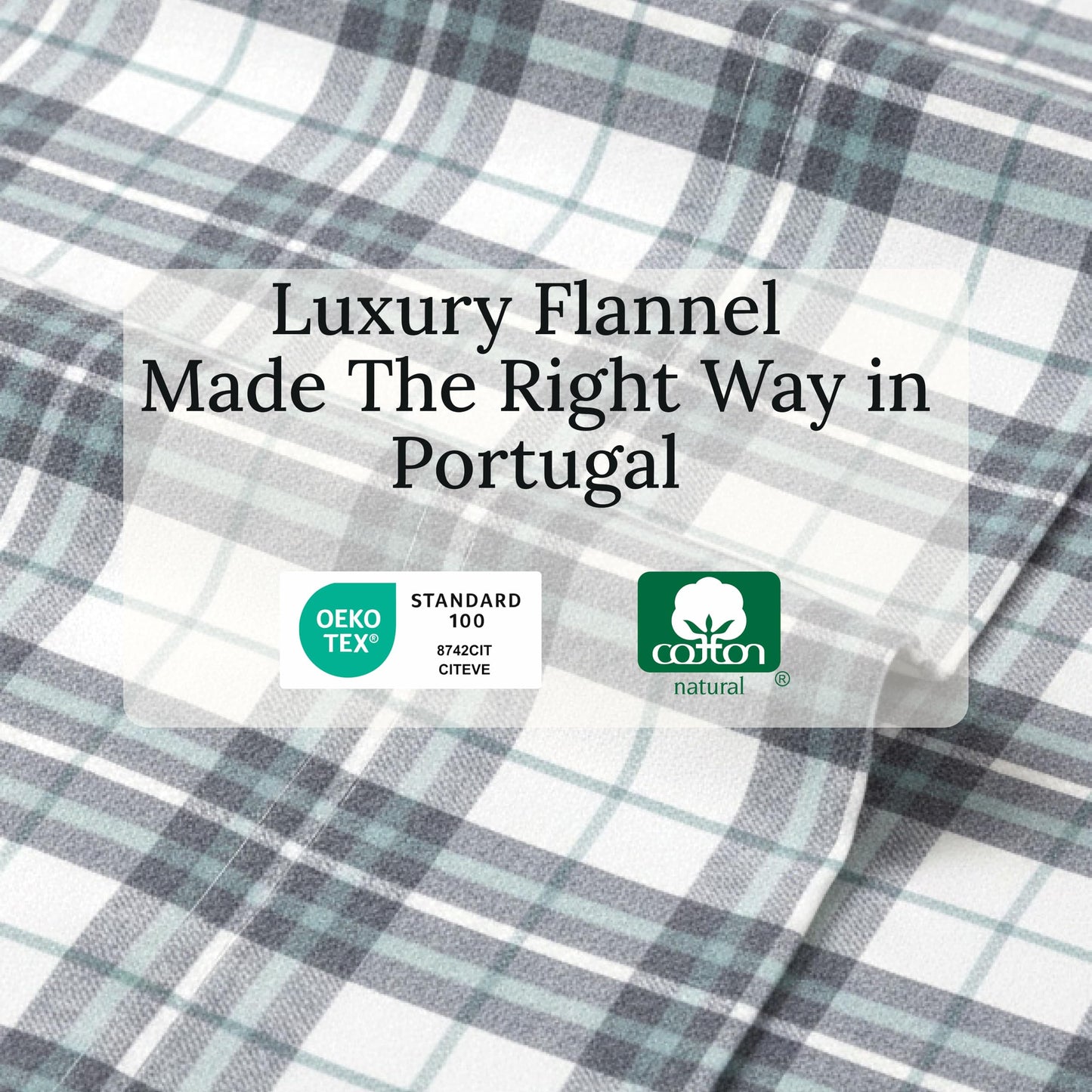 California Design Den Yarn Dyed Flannel Bed Sheets King Size Set - Made in Portugal, 4-Piece 100% Cotton Sheet Set King Size, Thick, Velvet Soft, Triple-Brushed, Extra Deep Pockets - Blue Plaid