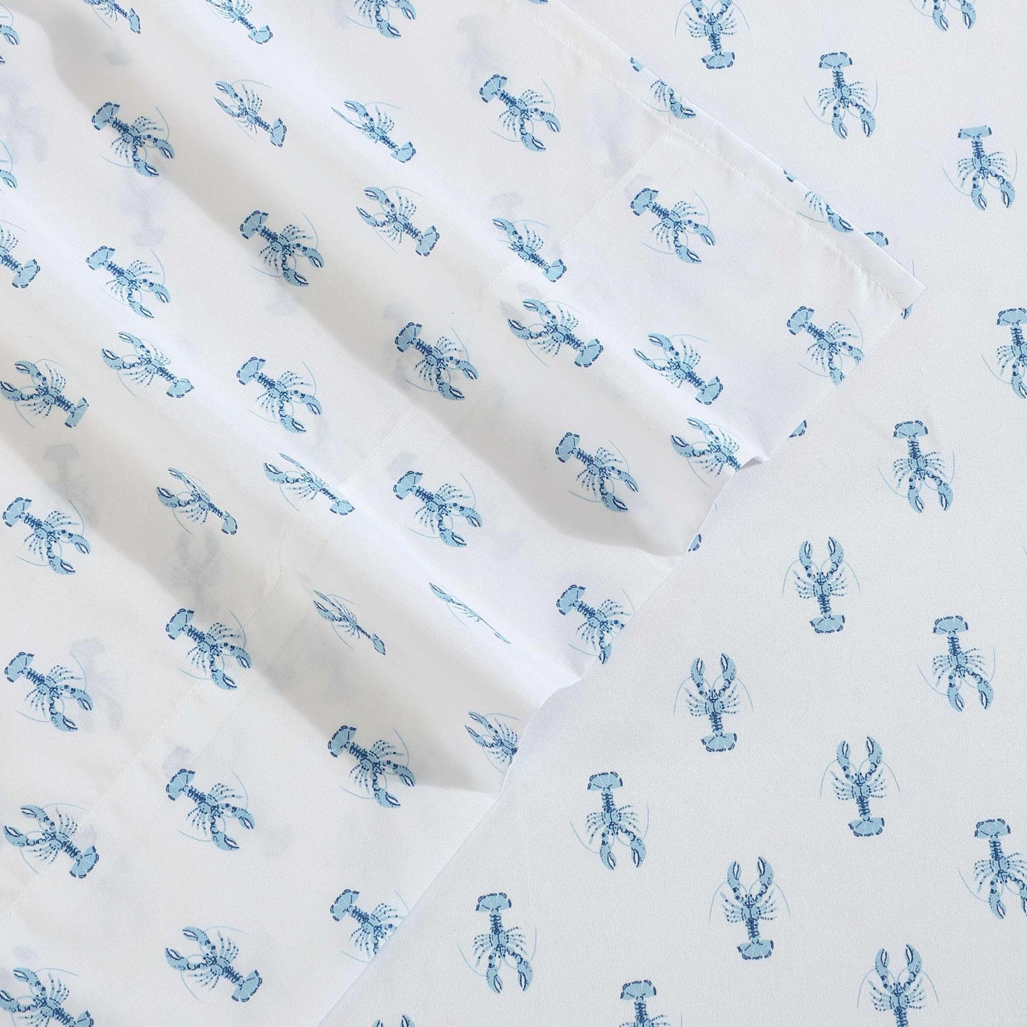 Nautica - Sheet Set, Breathable & Cooling Microfiber Bedding with Matching Pillowcase, Deep Pocket, Fully Elasticized (Nantucket Lobster Ocean Breeze Blue, Twin XL)