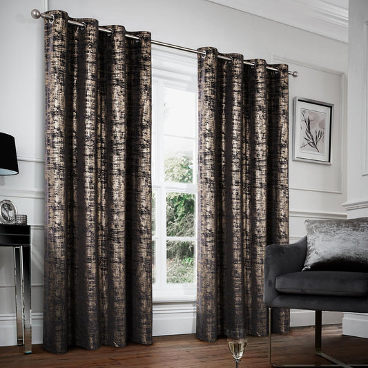 always4u Black Gold Soft Velvet Curtains 84 Inch Length Luxury Bedroom Curtains Gold Foil Print Window Treatments for Living Room Bedroom Set of 2