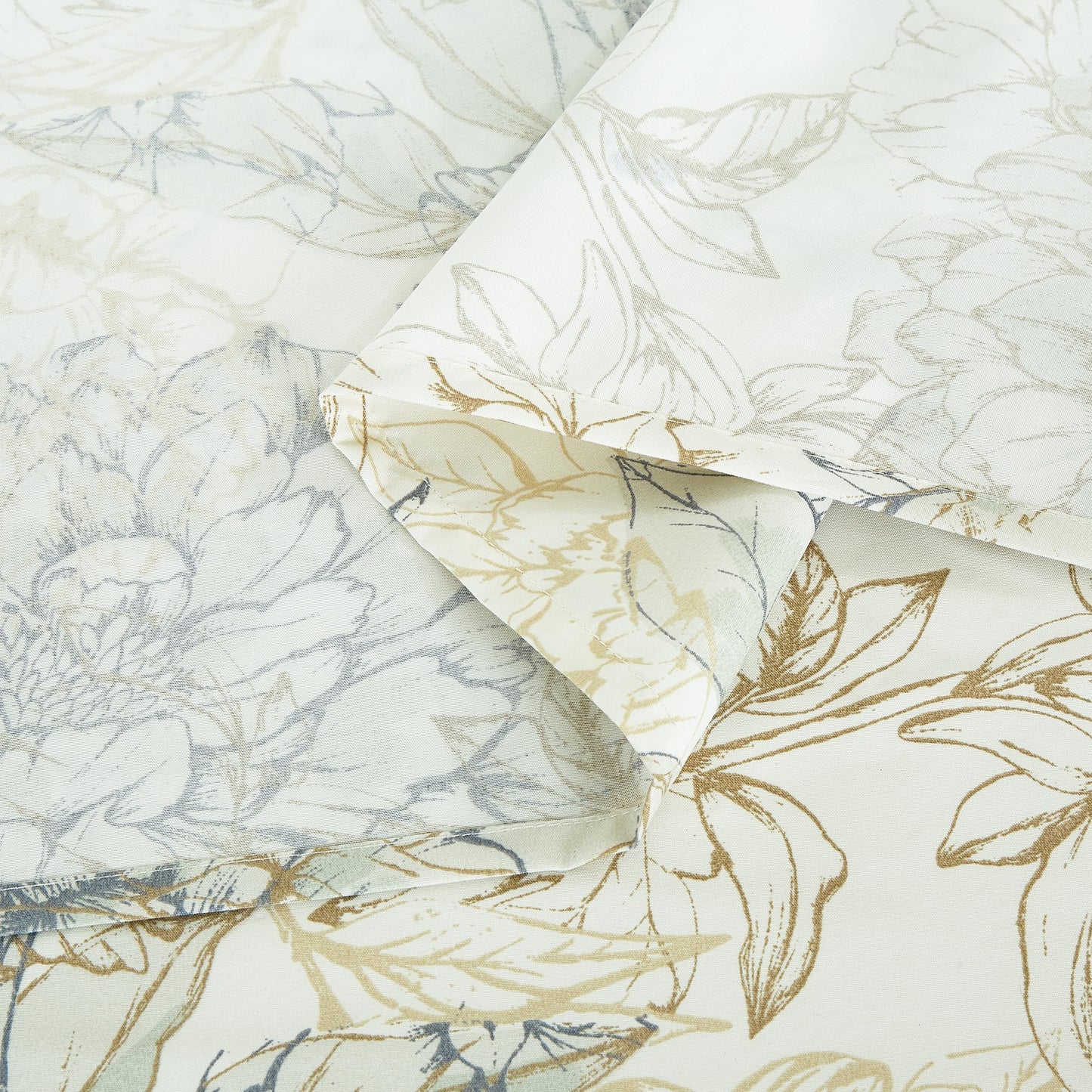 Chezmoi Collection Clematis 4-Piece Tranquil Floral Bed Sheet Set - Soft Green Gray Floral Printed Microfiber 14-Inches Deep Pocket Sheets & Pillowcases Set, California King