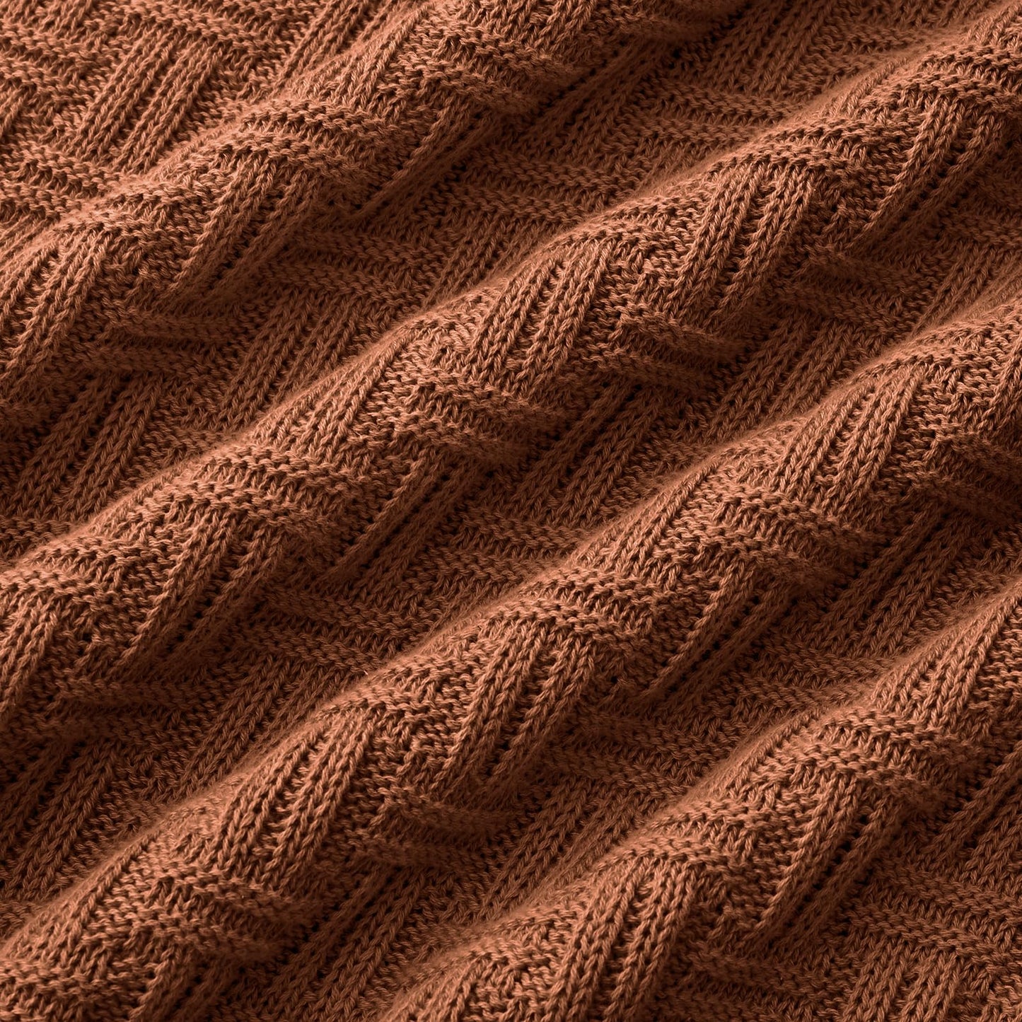 TREELY 100% Cotton Knitted Throw Blanket Couch Cover Blanket(31 x 40 Inches, Brown)