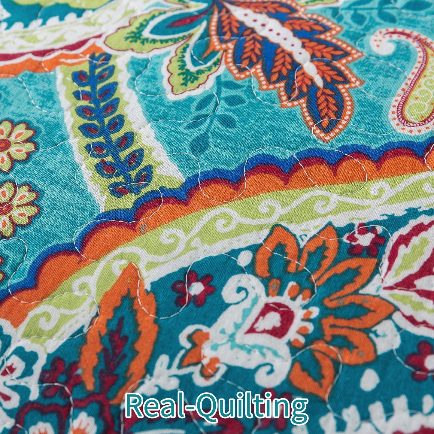 BEDIFANY Cotton Queen Quilt Set - Lightweight Queen Size Quilts Bedding Set for a Comfortable Sleep - Reversible Bedspread Coverlet (90 * 98 in) with Boho Pattern, 3 Pieces