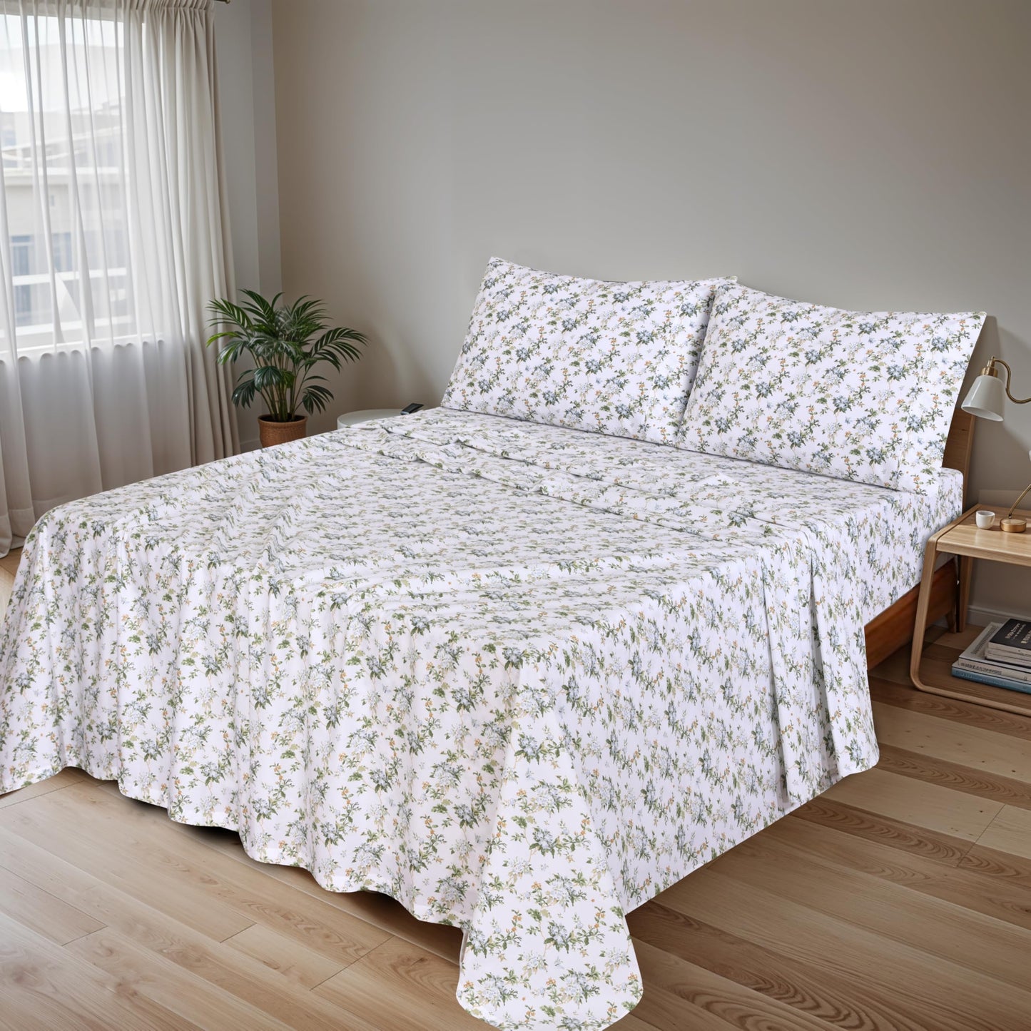 RUVANTI 100% Cotton Percale Sheets Full Size, Heritage