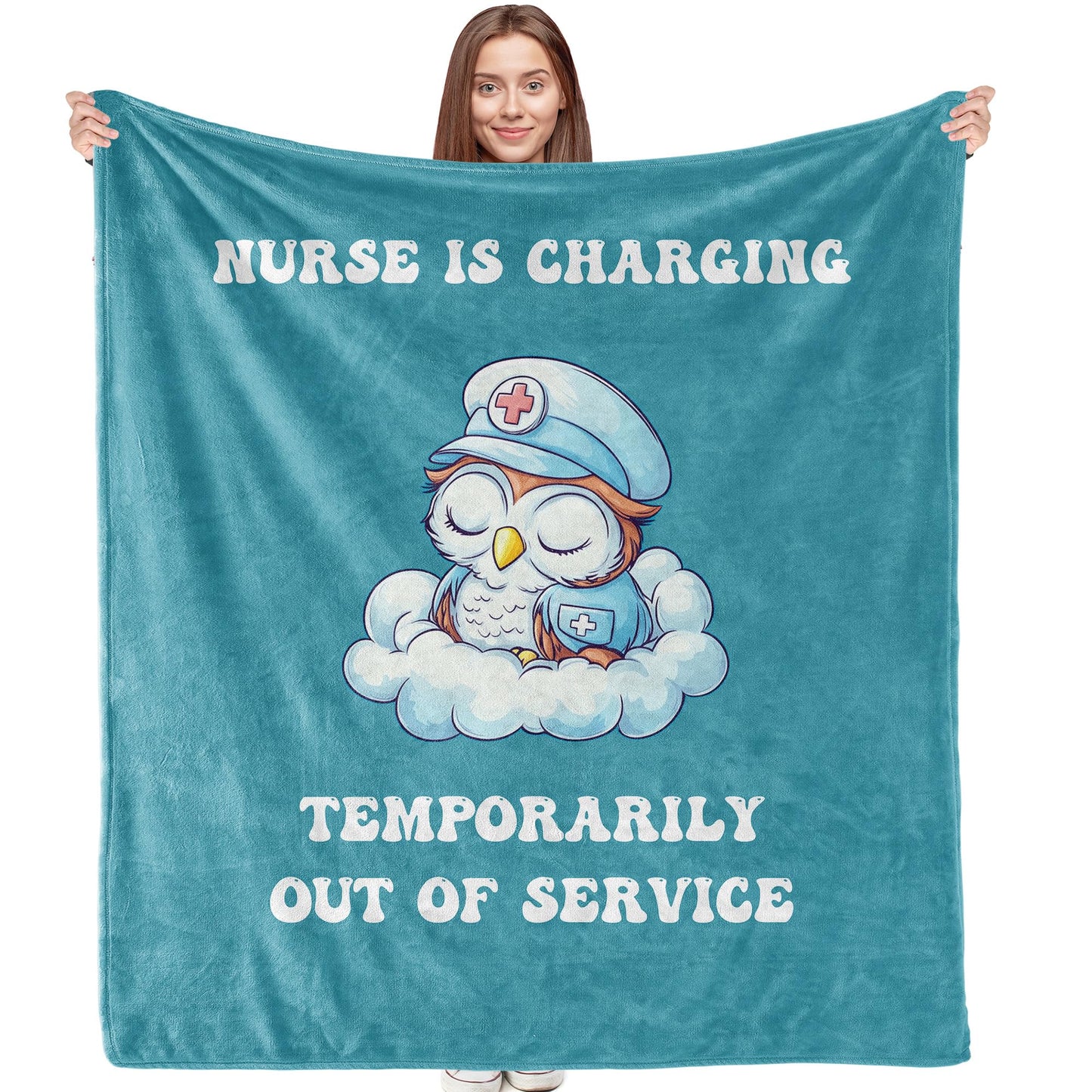 VRW Appreciation Nurses Gift, Funny Owl Nurse in Charging Throw Blanket, Nurse Week Appreciation Gifts for Women Teacher Student Graduation Birthday, 50x60 Inches
