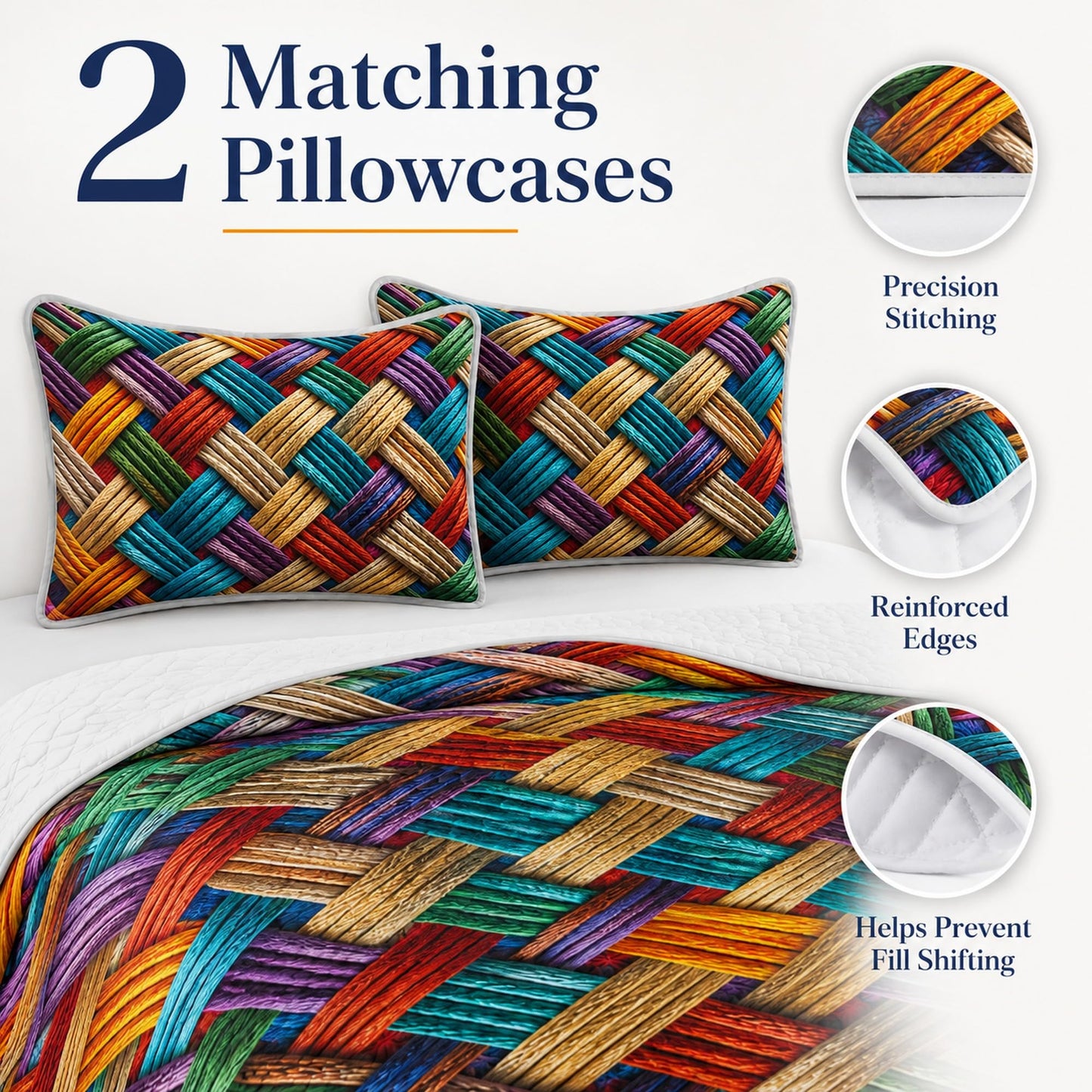 AILONEN 3-Piece Colorful Soft Quilt Set Queen Size, Gradient Abstract Art Boho Quilted Bedspread Coverlet,All Season Quilt,2 Pillowcases