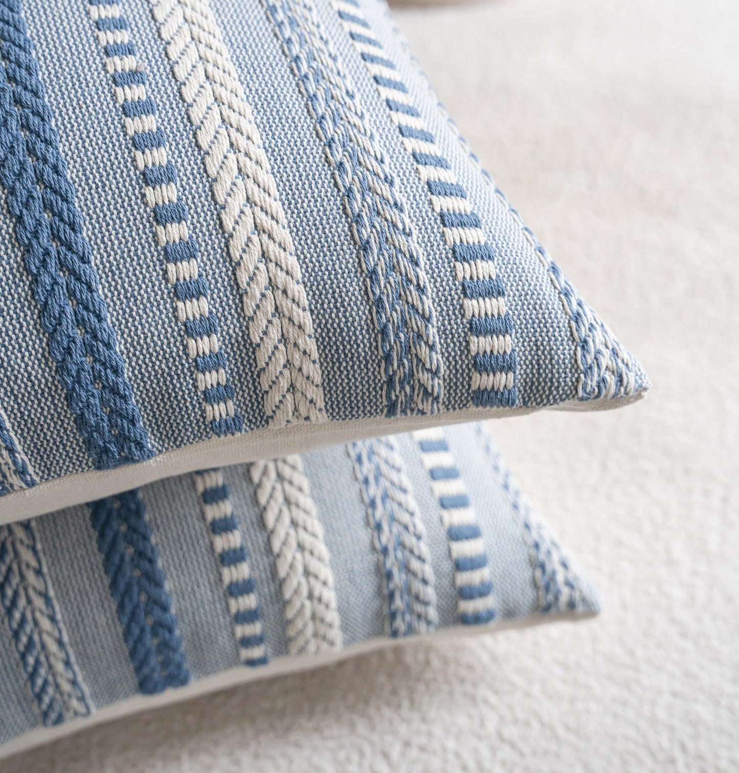 Cethom Boho Throw Pillow Covers 18x18 Inch Set of 2, Farmhouse Decorative Couch Pillow Cases, Blue Accent Pillows of Bed, Sofa Bedroom Living Room Home Decor Cushion Cover