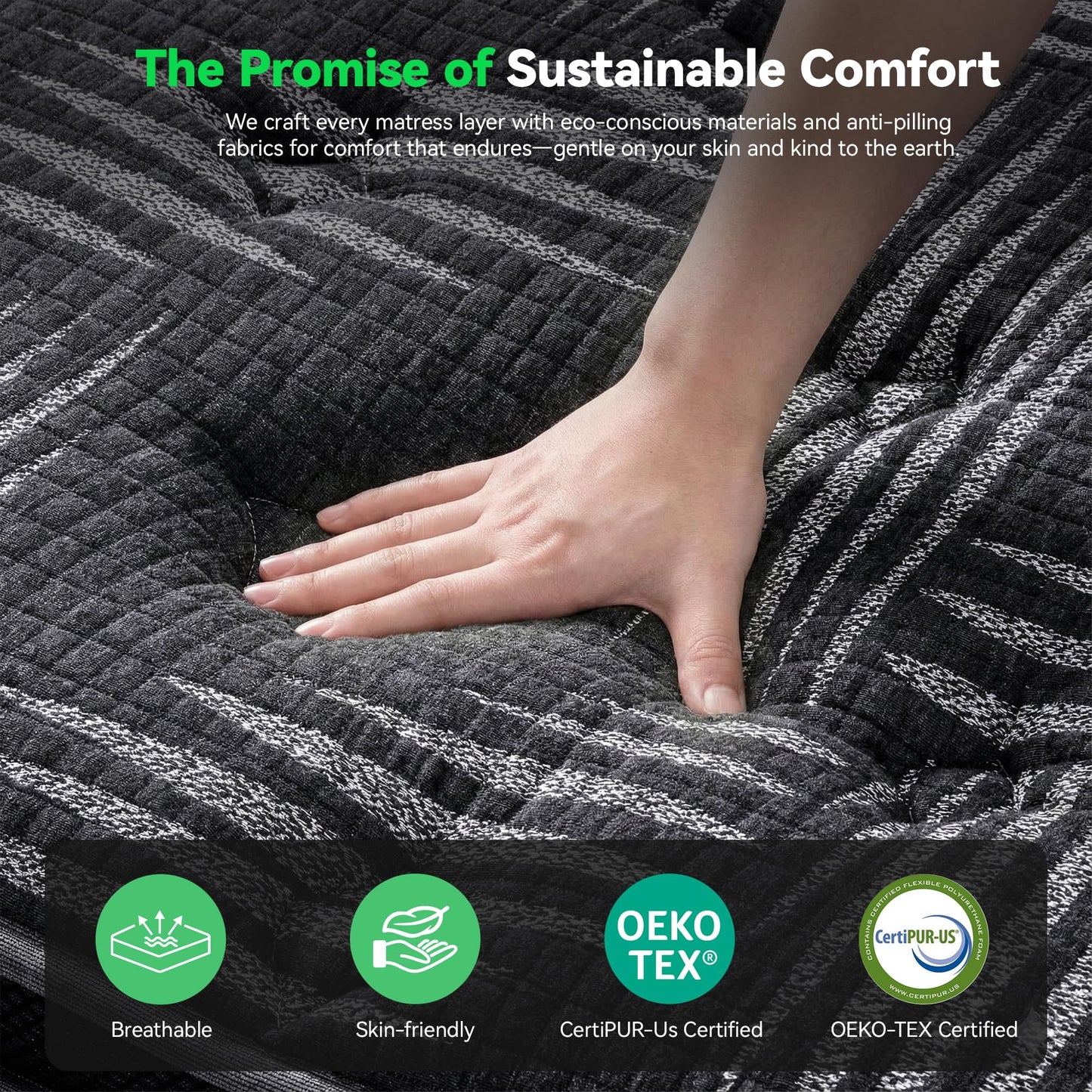 Behost 10 Inch Twin Mattress, Hybrid Mattresses in a Box with Pocket Springs & Gel Memory Foam, Medium Firm Breathable Bed Mattress with Edge Support & Motion Isolation, CertiPUR-US Certified