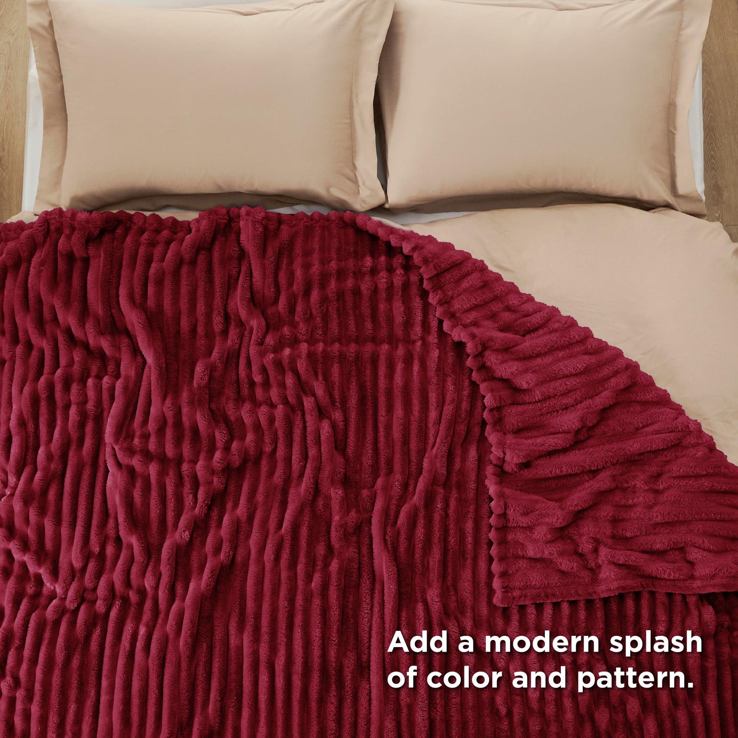 Bedsure Burgundy Fleece Blanket for Couch&King Size Blanket for Bed,108x90 Inches