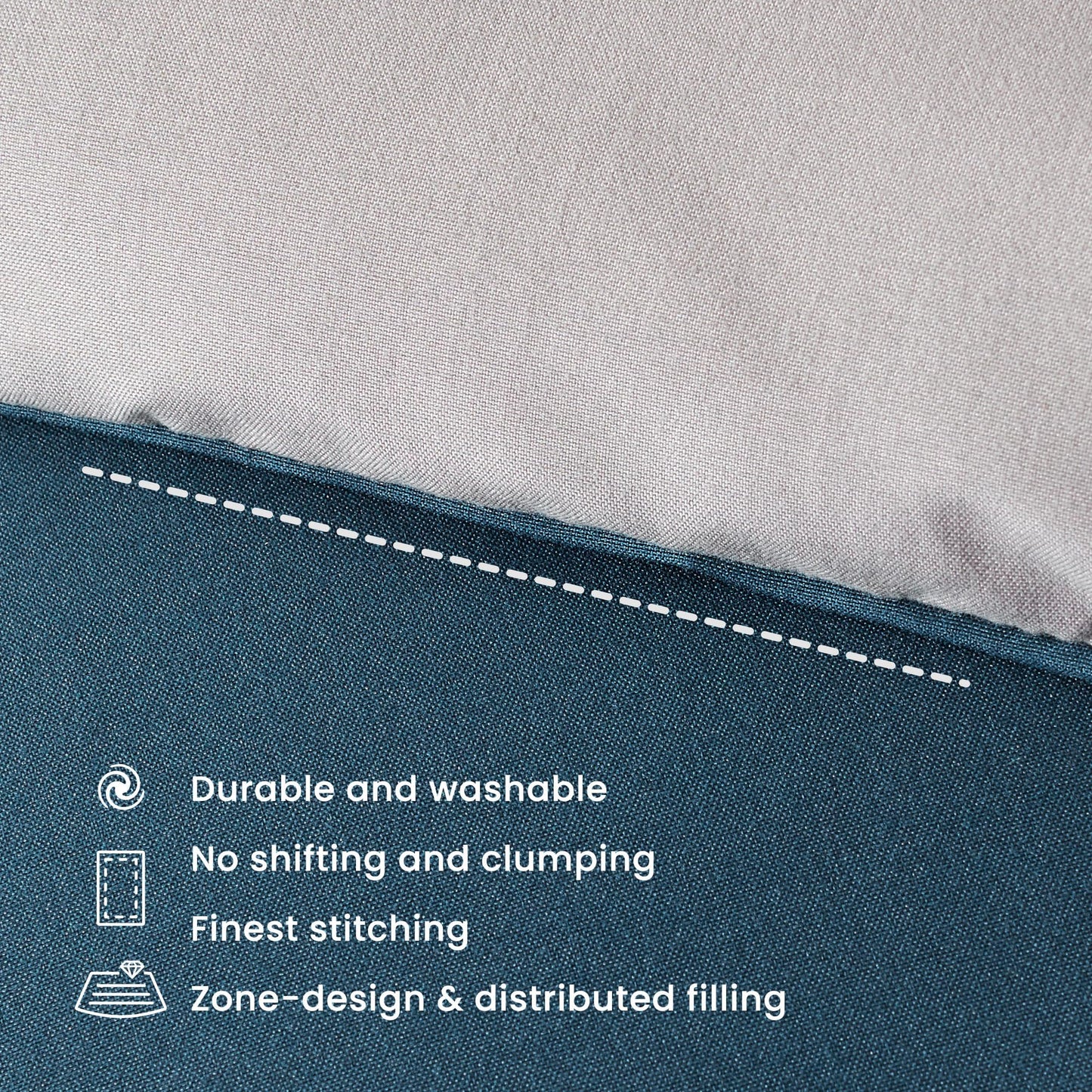 SLEEP ZONE Comforter Duvet Insert, Queen Size Quilted Reversible Comforters, Soft All Season Duvet, Down Alternative Breathable Bedding with 8 tabs, 2 Sides Teal Gray 88 x 88 Inches