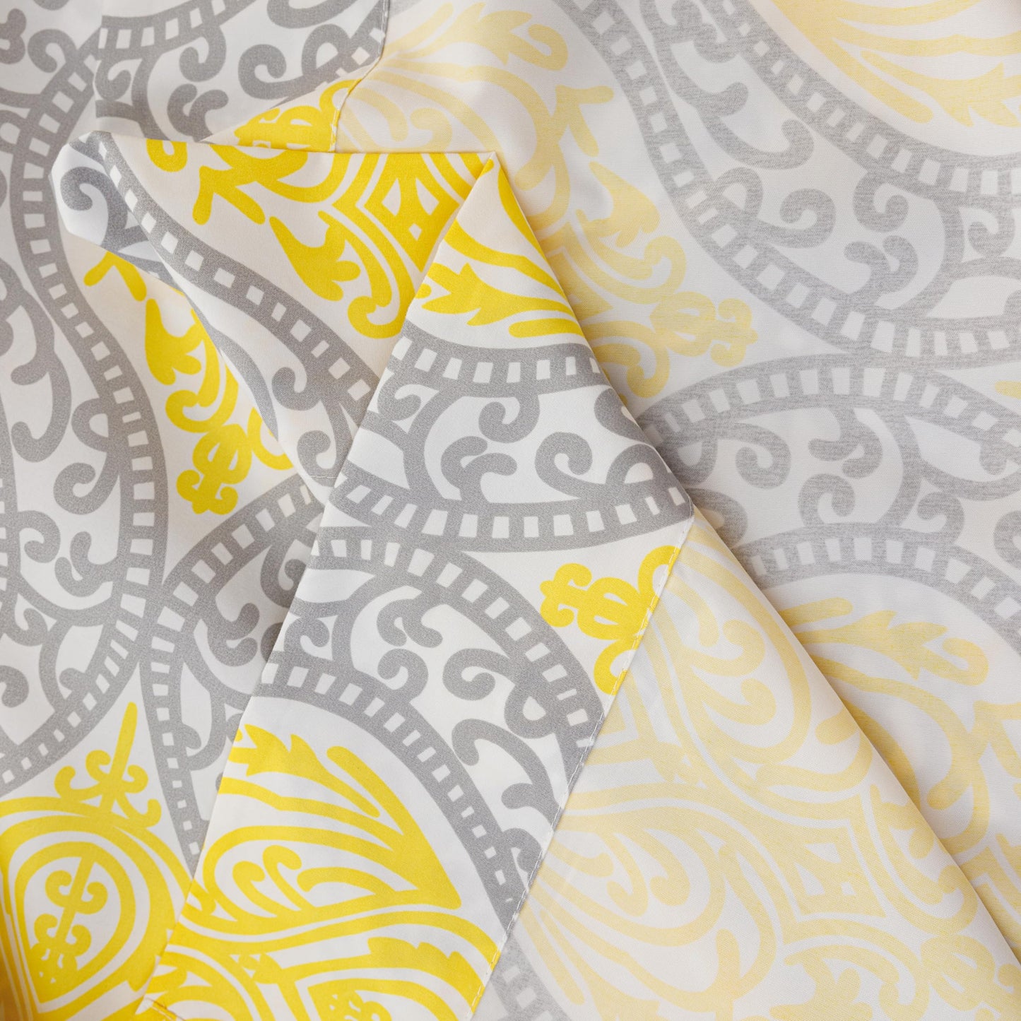 Spirit Linen home 6-Piece King Size Bed Sheet Set - Deep Pocket, Medallion Print, Soft and Breathable Bed Sheets, Microfiber Material, Includes 1 Fitted, 1 Flat, 4 Pillowcases - Grey/Yellow Medallion