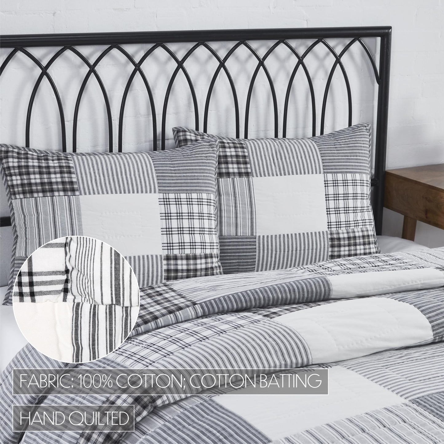 VHC Brands Sawyer Mill Black 5 Piece Queen Quilt Set (1 Queen Quilt, 2 Standard Shams, 2 Standard Pillowcase)