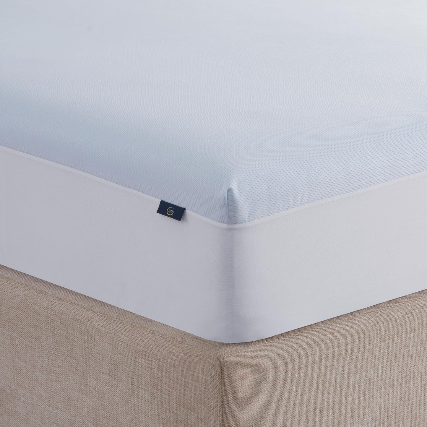 Serta Cool Air Waterproof Mattress Protector, 39" x 75" Soft and Breathable Mesh Cooling Mattress Topper, 18" Elastic Deep Pocket for Secure Fit, Twin, Blue
