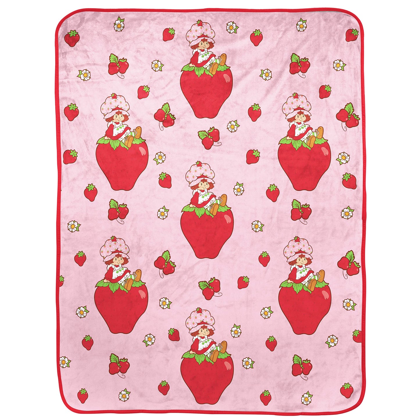 Jay Franco Strawberry Shortcake Fleece Blanket and Pillow Set, 40 x 50 Inch, Kids Super Soft Cozy 2 Piece Travel Set, Machine Washable, Fade Resistant, Non-Toxic, Gift for Kids (Official Product)