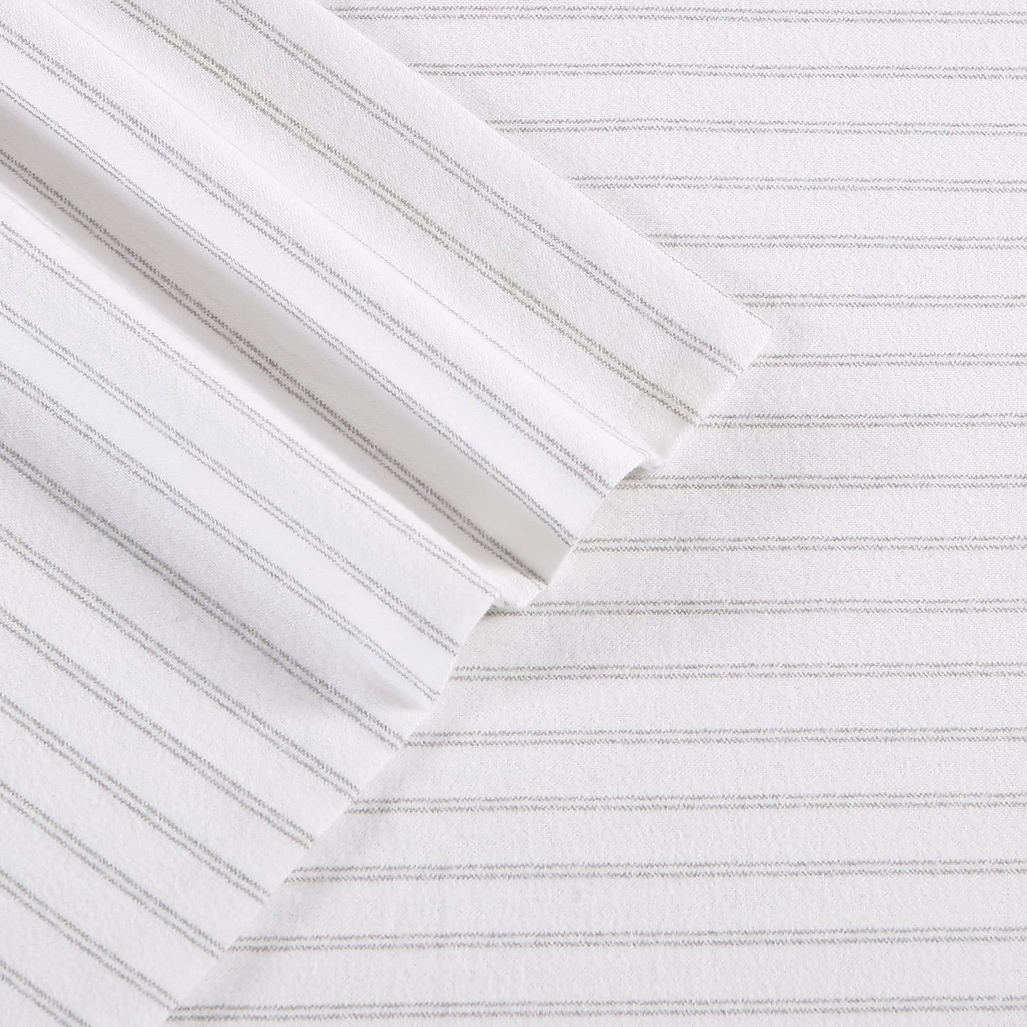 Eddie Bauer - Flannel Sheets King Size, Anti-Pilling & Wrinkle Resistant Cotton, Touchably Soft for All-Season Comfort - Bed Sheets with Matching Pillowcases & Fitted Sheet (Trail Stripe Grey)