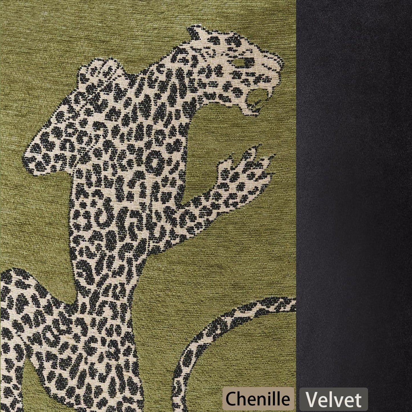 HERAYLI Premium Series, Snow Leopard Throw Pillow Covers, Animal Jacquard Cushion Cases for Home Decor, Chenille Velvet Double-Sided Designs, Dark Green, 18 x 18 inch, Covers Only