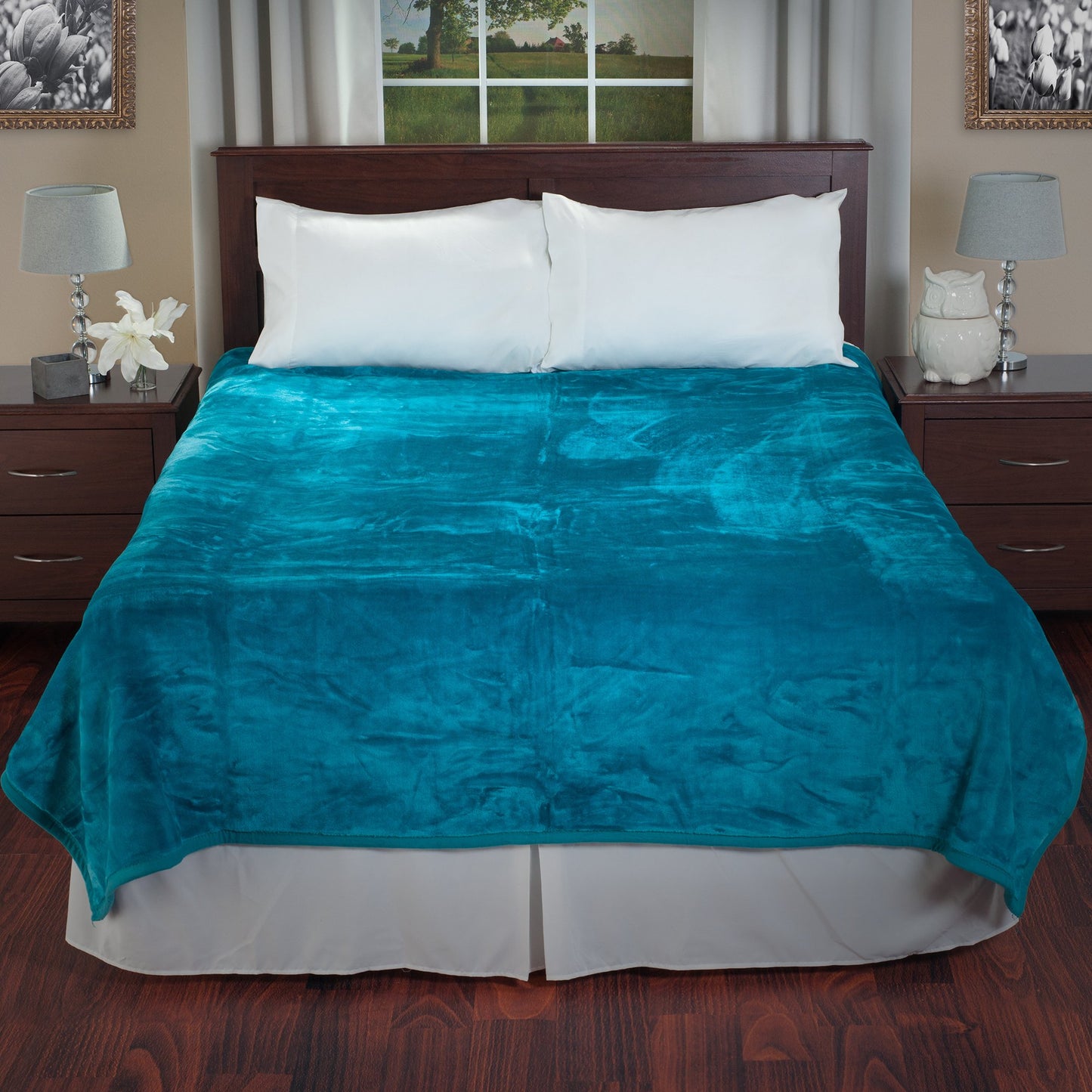 Lavish Home Faux Fur Throw Blanket - Oversized 91x81 Machine-Washable Bedding - Mink-Style 7.8lb Heavy Blanket for Bed or Sofa (Aqua)