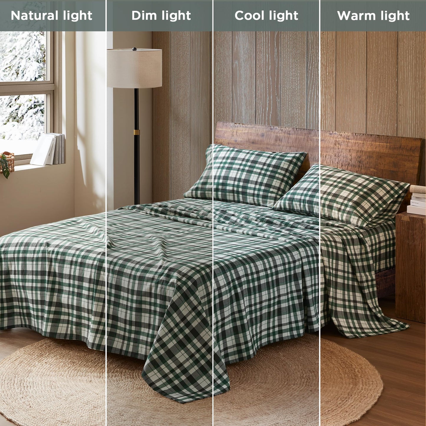 Woolrich Cotton Sheet Set Cottage Charms Print, 100% Cotton Flannel Sheets Warm & Fuzzy Bedding Set Queen Size Sheets, Fitted Pocket Fits Up to 14" Mattress, Queen Finton, 4 Piece