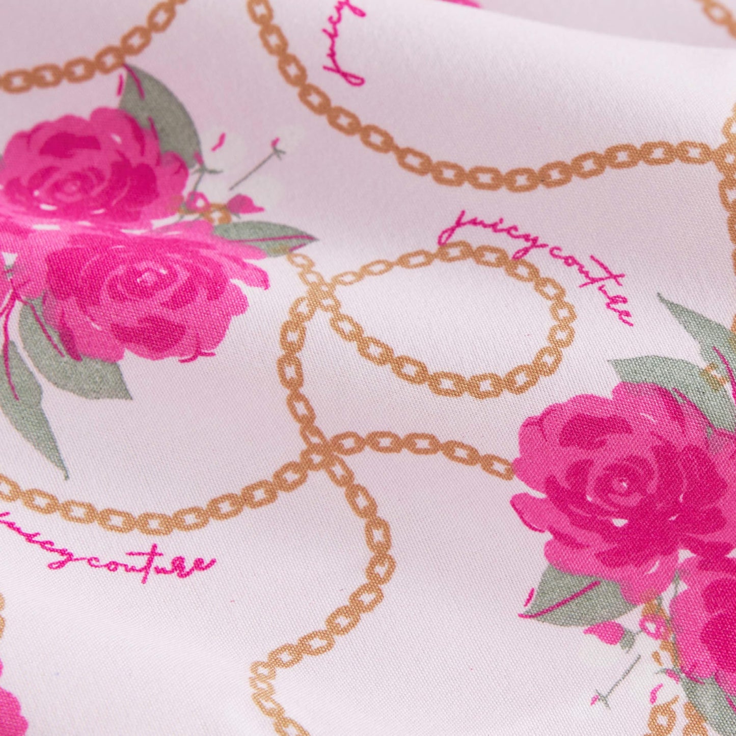 Juicy Couture Printed Microfiber 6-Piece King Sheet Set, Bianca Chain Floral Pink