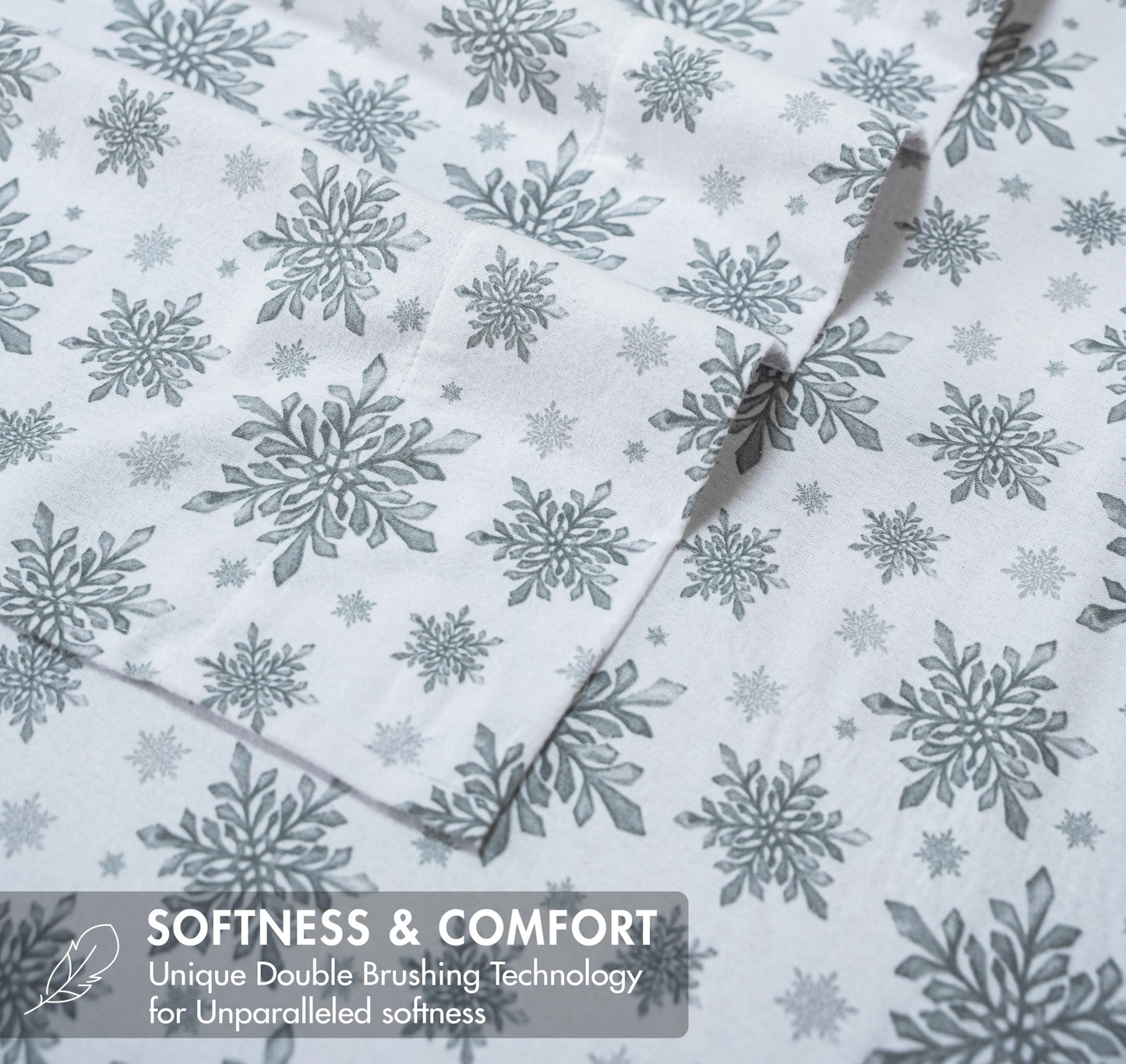 RUVANTI Flannel Sheets Queen Size - GOTS Certified 100% Organic Cotton, 4 Piece Warm, Soft & Breathable Set, Deep Pocket Snug Fit, Double Brushed Cozy All Season Bedding, Crystal Noir