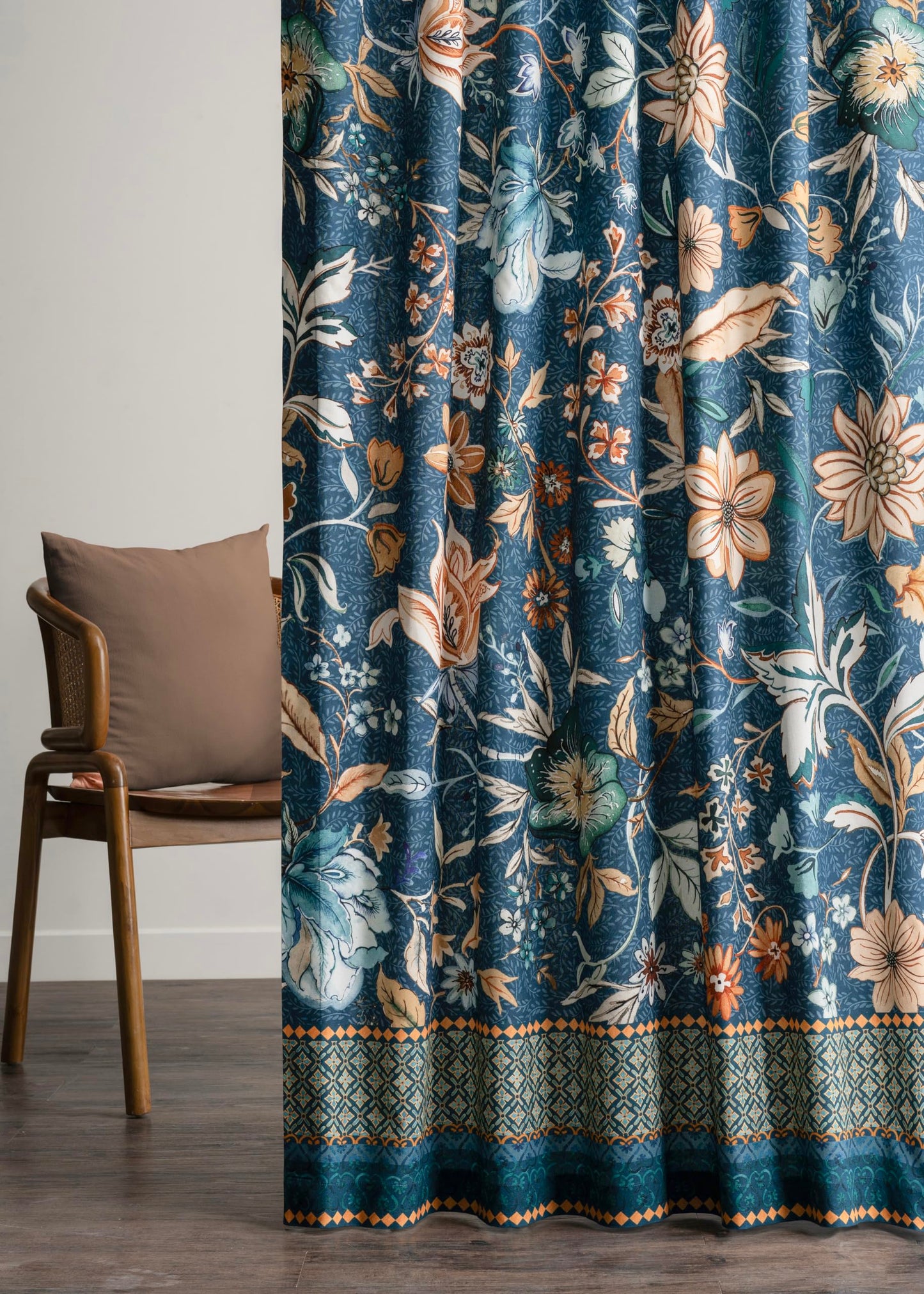 Maison d' Hermine Curtains for Living Room 100% Cotton 96 inch Length One Panel Light Filtering Curtains for Windows with Rod and Loop Pockets (Luxury Loft - Dark Teal, 50" W x 96" L)