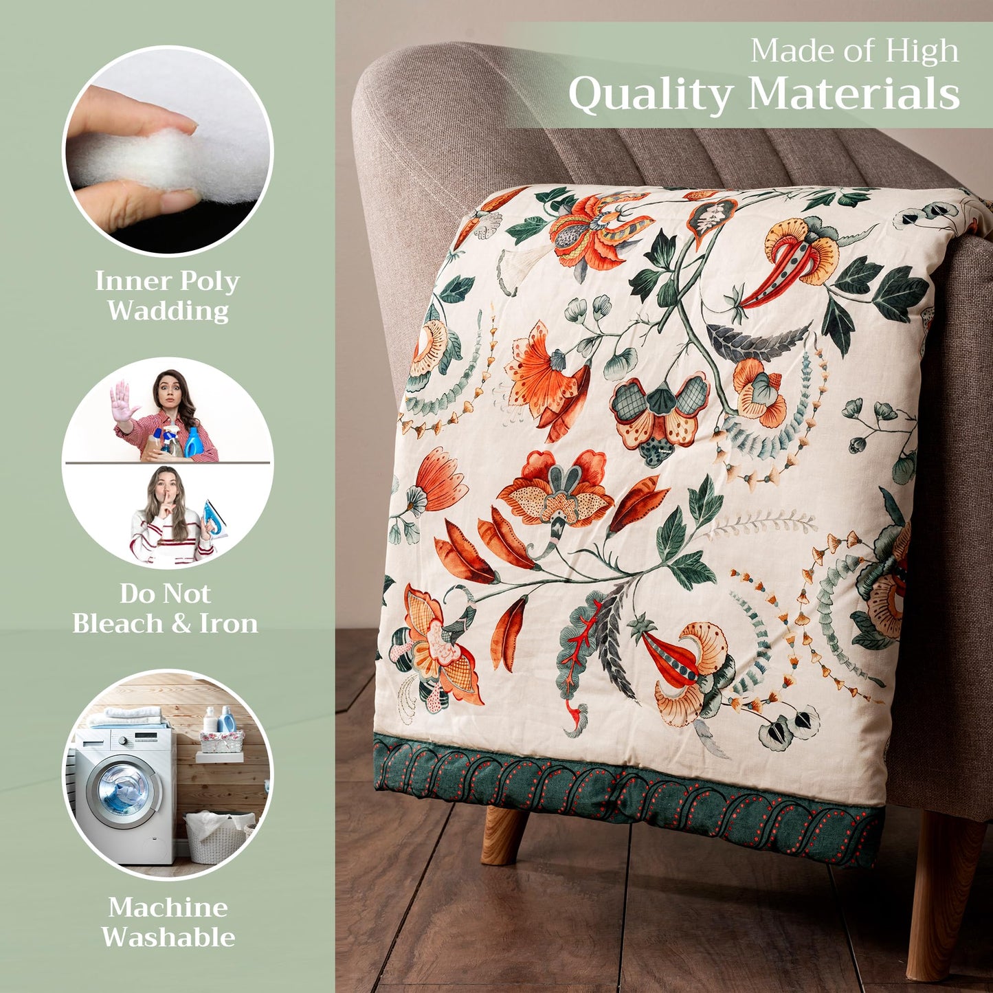 Maison d' Hermine Throw Blanket for Couch Lightweight Soft Warm Breathable Cotton Throw Blankets for Bed Girls Boys Women Men Gifts Sofa Travel Living Room Spring Summer (Dalida, 60" X 80")