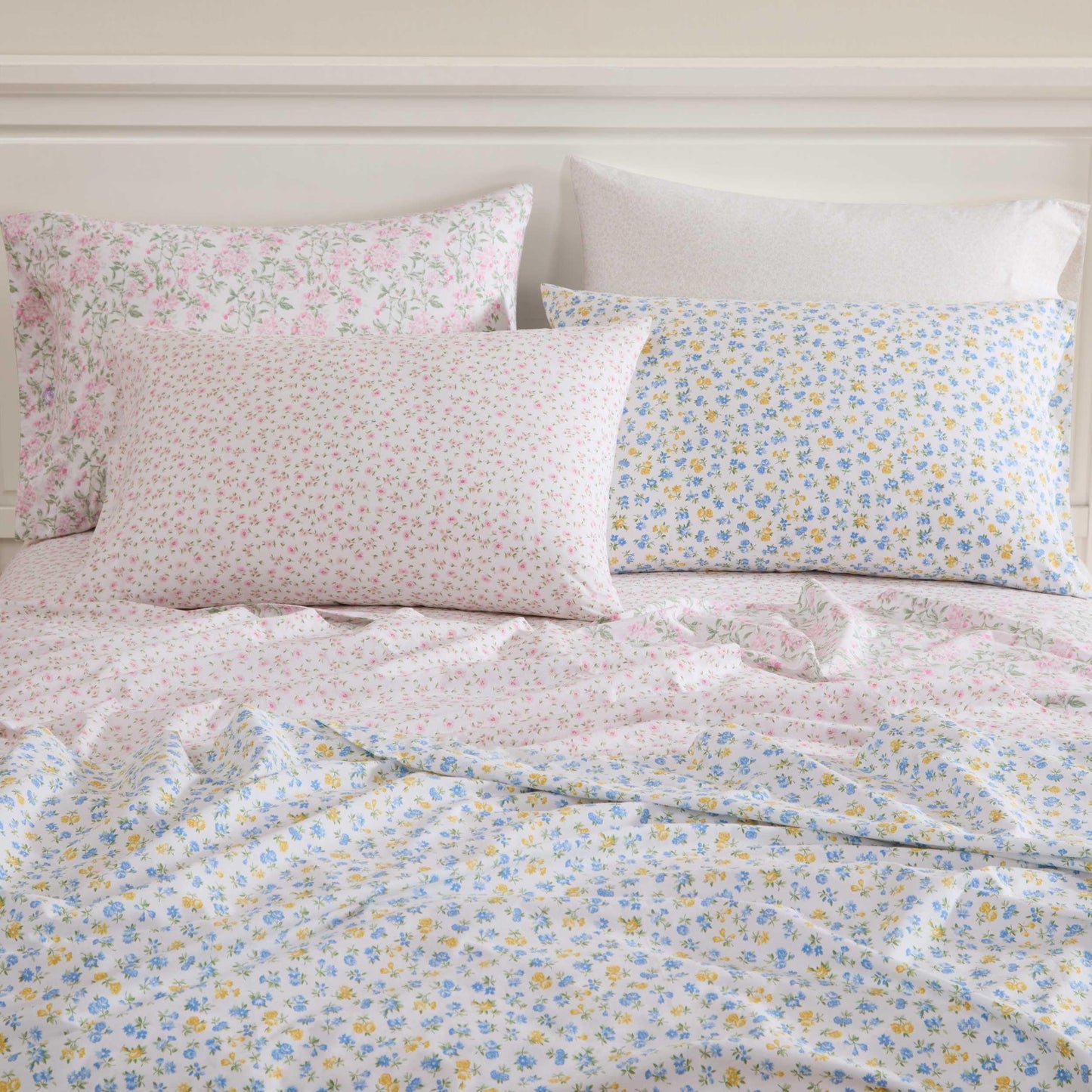 Laura Ashley - Twin Sheet Set, Crisp & Cool Cotton Percale Bedding for Year Round Comfort, Deep Pocket, Bed Sheets with Matching Pillowcase (Blossom Bliss Pink)