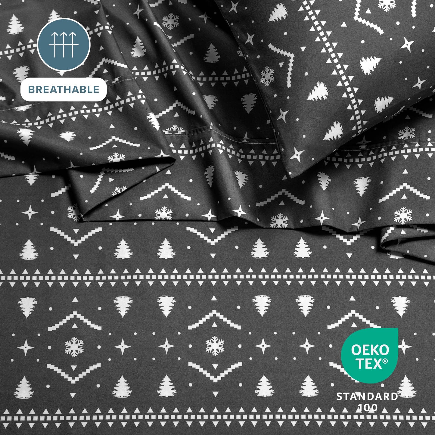 Bare Home Queen - Christmas Sheet Set - Luxury 1800 Ultra - Double Brushed Soft Microfiber - Deep Pockets - Easy Fit - 4 Piece Set - Holiday Bed Sheets (Queen, Winter Alpine)
