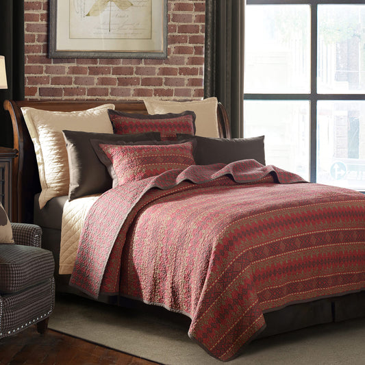 Paseo Road Rushmore 3 Piece Quilt Set with Pillow Shams, Queen Size, Cotton Reversible Luxury Bedding, Southwestern Rustic Style Bed Set, 1 Quilt and 2 Pillowcases