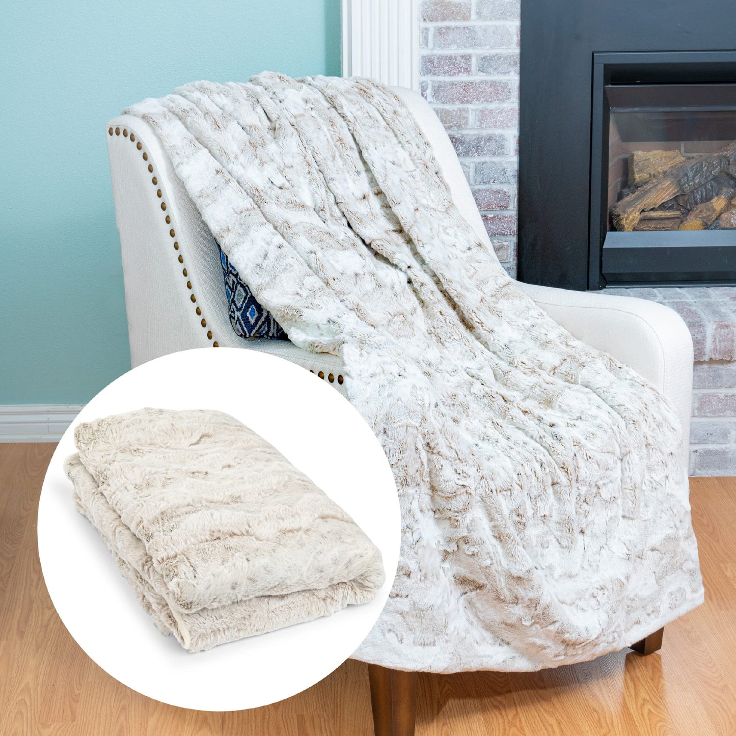 Outrageously Soft Throw Blanket - Ultra Plush Minky Faux Fur Blanket - Oversized 60 x 80 Inches - Tan