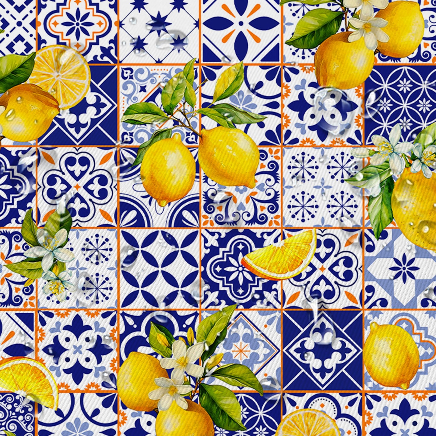 Oval French Lemon 60x84inch, Lemon Blossom Spring Summer Tablecloth, Country Farmhouse Waterproof Wrinkle Resistant Washable Tablecloth for Indoor and Outdoor, Holiday Kitchen Restaurant and Party
