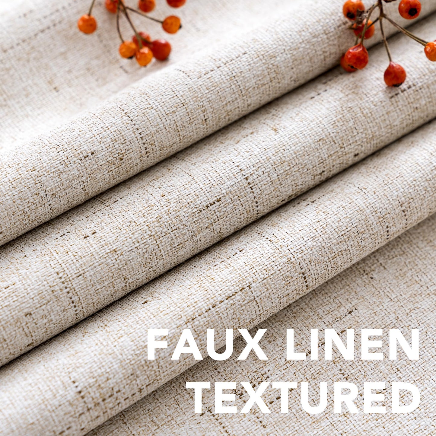 H.VERSAILTEX Primitive Linen Curtains 100% Blackout Curtain Drapes Burlap Curtains with White Thermal Insulated Liner, Grommet Top Drapes Living Room/Bedroom (2 Panels, 42 x 63 Inch, Natural)
