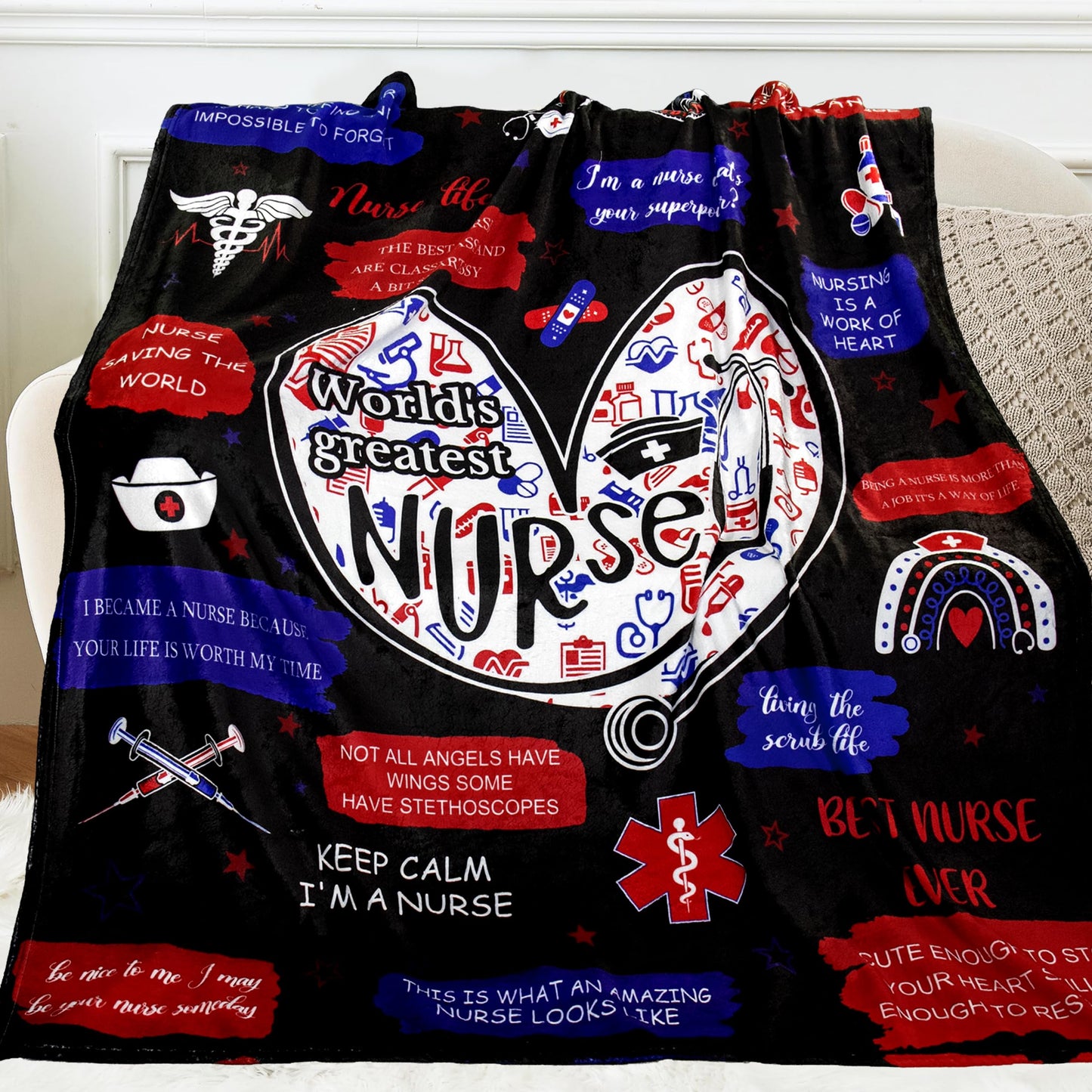 Sulpoie Nurse Gifts for Women Men, LPN RN Nurses Week/Day Appreciation Gift, Nursing Student Graduation Gift Throw Blanket 60" x 50"