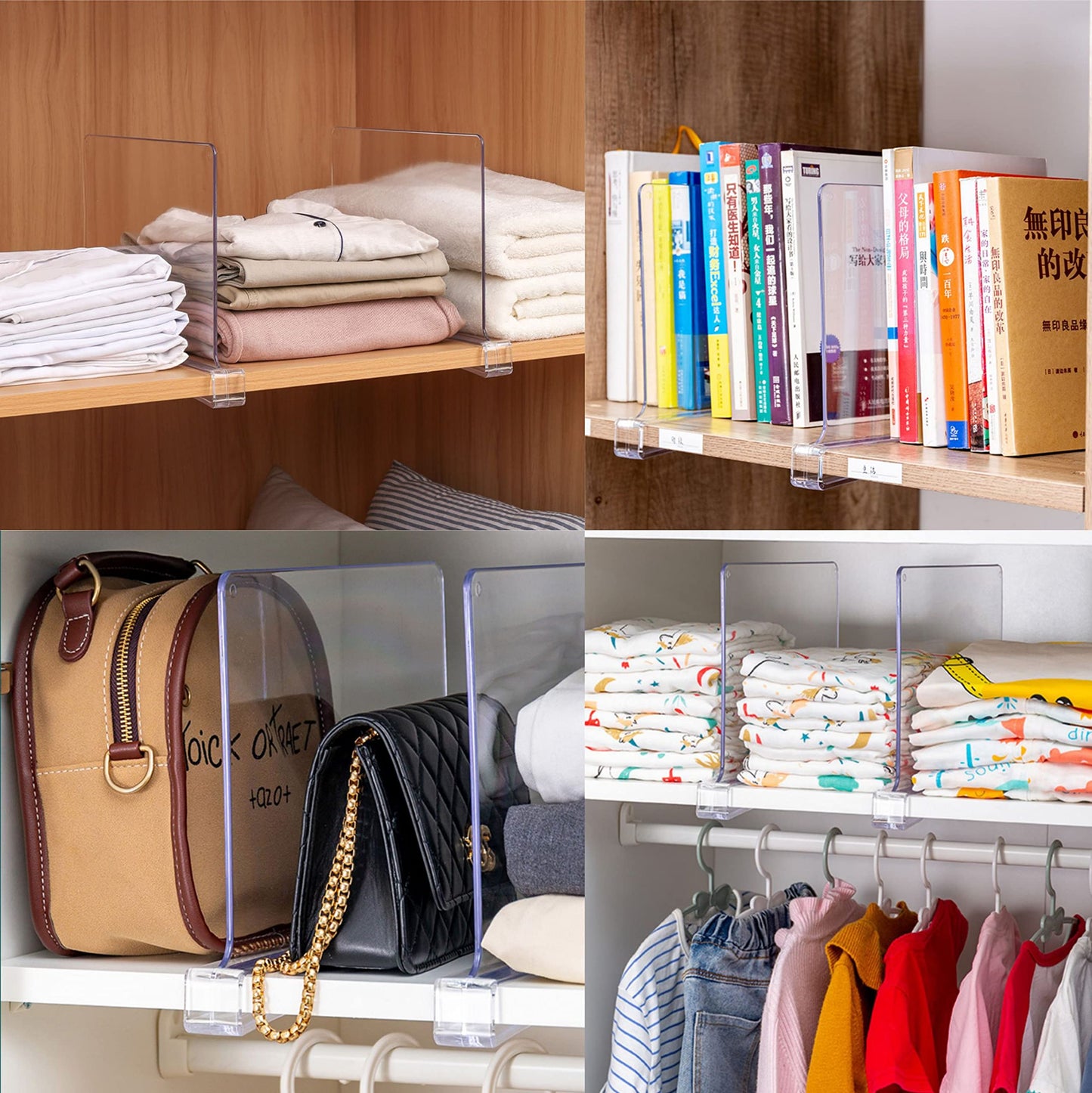 Clear Acrylic Shelf Dividers for Closet Organization - 6 Pack Closet Shelf Divider for Sweatshirt,Towel,Bag,Purse,Clothing,Sweater Organizer,Plastic Dividers and Separators for Shelves and Bedroom