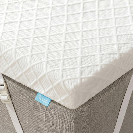 RECCI 2 Inch TwinXL Memory Foam Mattress Topper, College Dorm Pressure-Relieving Mattress Topper for Back Pain, Non-Slip Design with Removable & Washable Cover, CertiPUR-US Certified, TwinXL Size