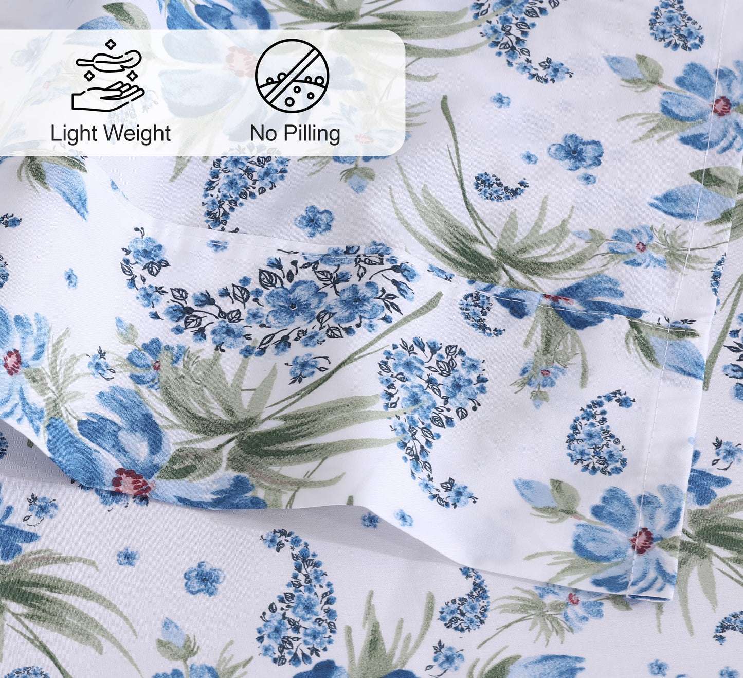 RUVANTI 100% Cotton Sheets Queen Size Set, 4 Pieces, Soft & Breathable Percale Weave Bedding, Deep Pocket 16", Hotel Standard, Crisp Cool Feeling, Durable, Perfect Floral Bed Sheet, Paislyona