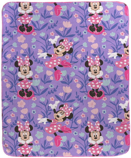 Jay Franco Kids Plush Throw Blanket – Soft & Cozy Fleece Throw for Bedroom & Couch Décor, Official Licensed Product, Purple - Minnie Mouse, 40x50 - Travel Blanket