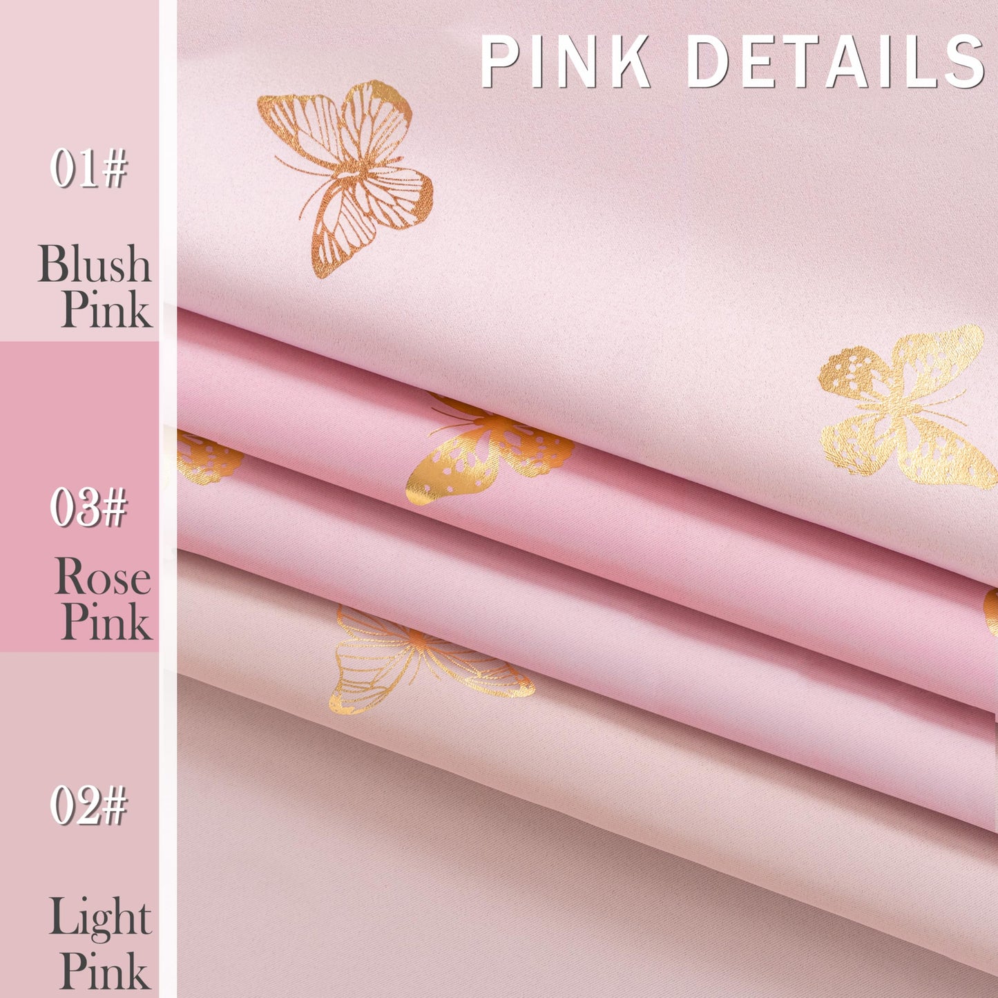 Jubilantex Pink and Gold Butterfly Blackout Curtains 84" Length for Baby Girls Nursery Bedroom and Living Room,80% Blackout Window Treatment,Grommet Top,2 Panels,Lavender Pink