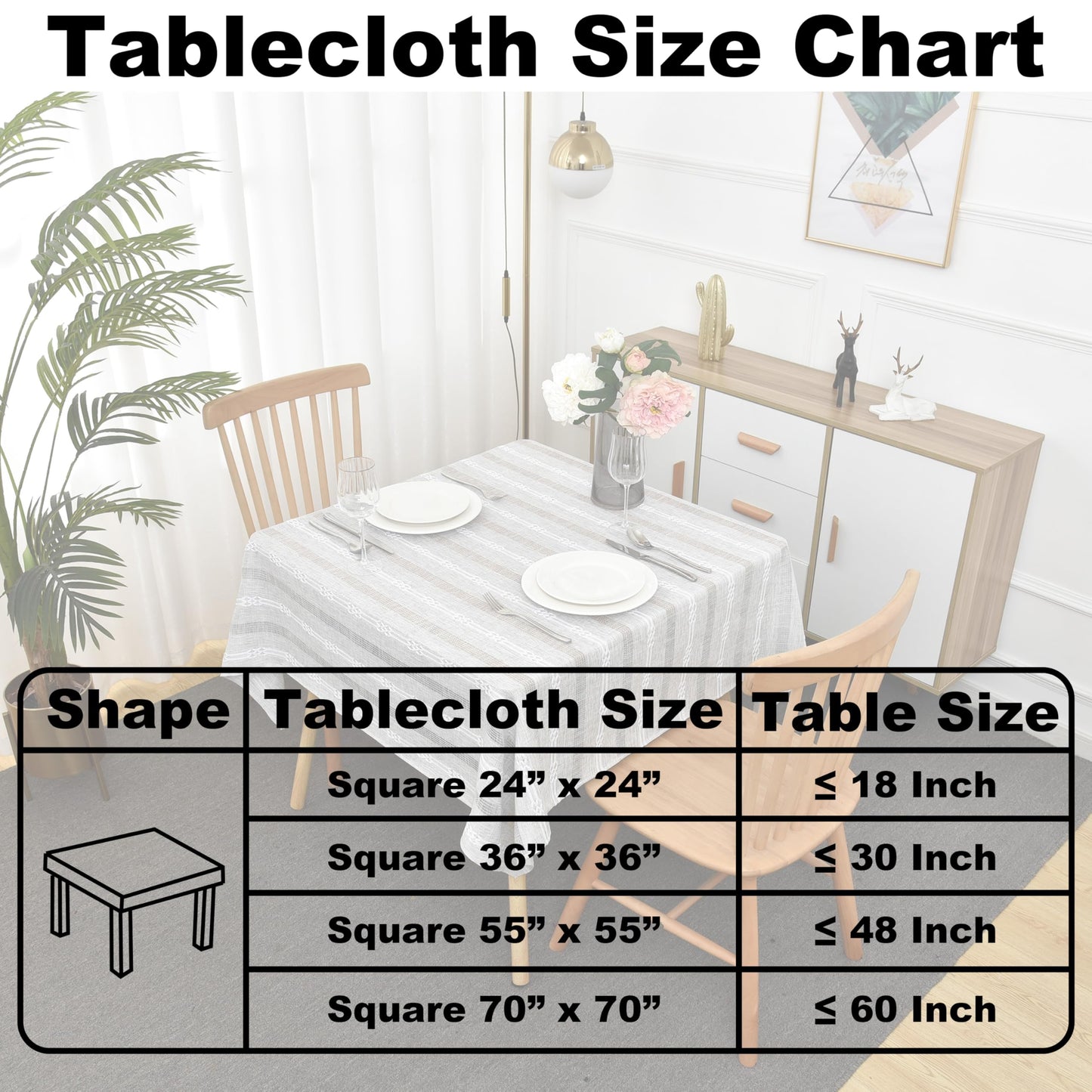 Limalred Farmhouse Striped Embroidery Small Square Tablecloth, Openwork Heavy Weight Linen Wrinkle Resistant Tablecloths End Table Cover for Nightstand Bedside Table Decor 36x36 Inch Grey