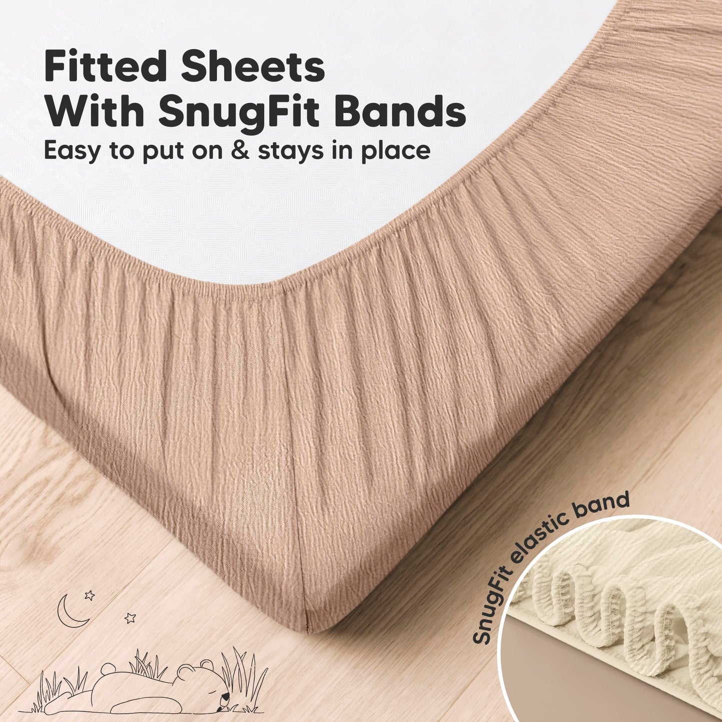 KeaBabies 2-Pack Muslin Crib Sheets for Boys, Girls - 100% Organic Cotton Fitted Baby Crib Mattress Sheet, Soft Breathable Standard Toddler Bed Cover Bedding Set, Neutral, Durable 52x28 (Almond)